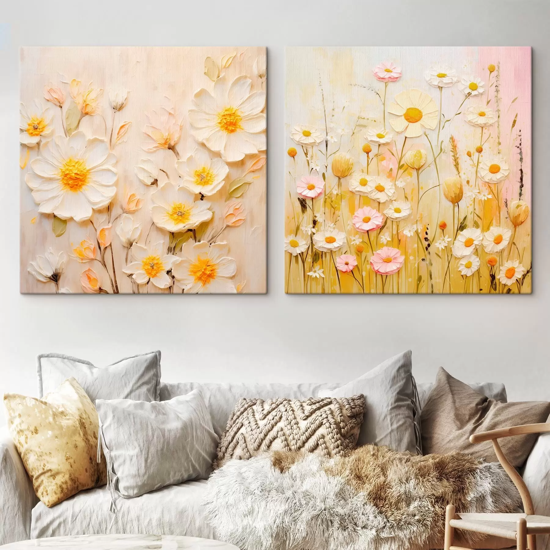 Obraz Łąka kwiatowa w stylu malarstwa olejnego m00711