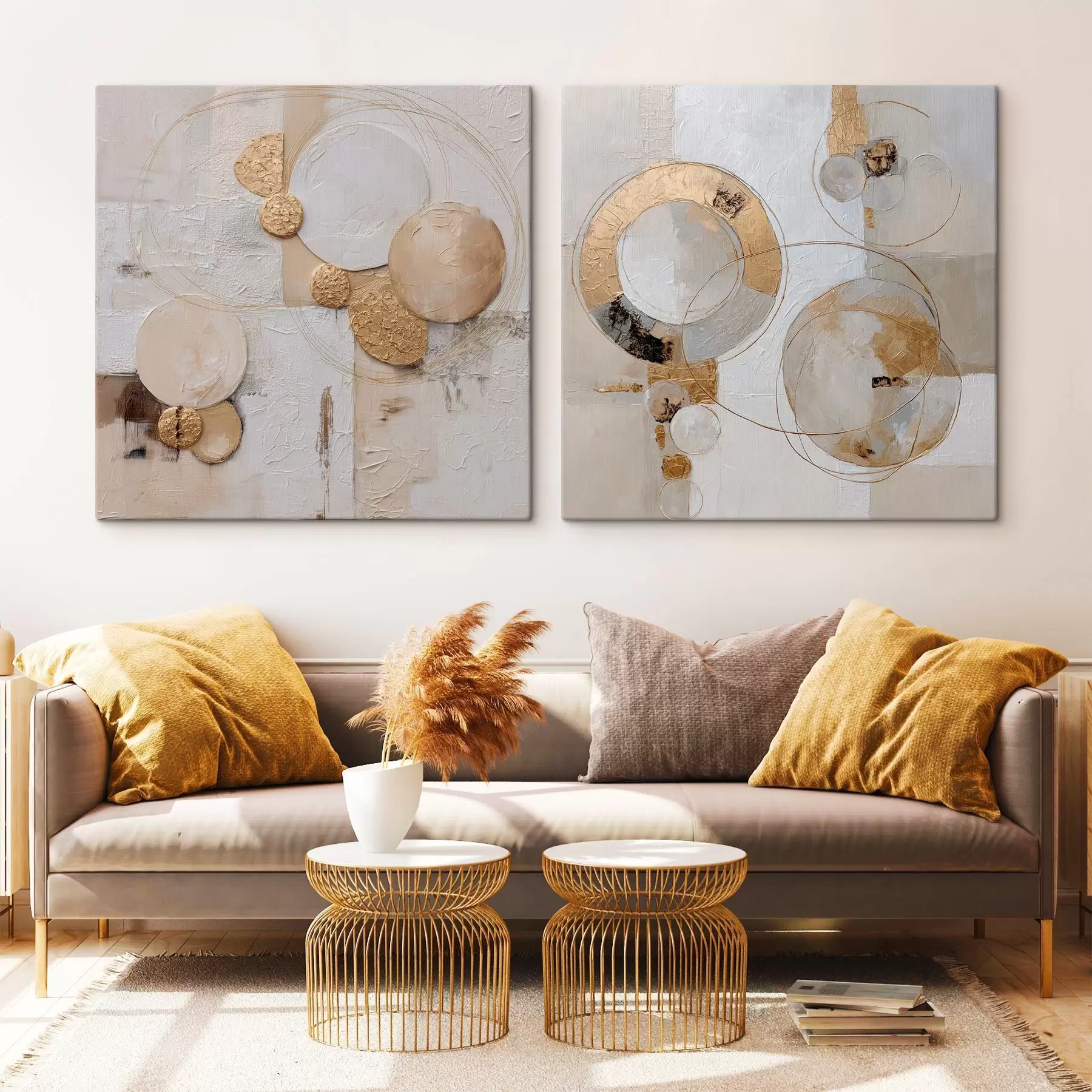 Obraz Teksturowane malowanie z beżowymi i białymi formami m00741