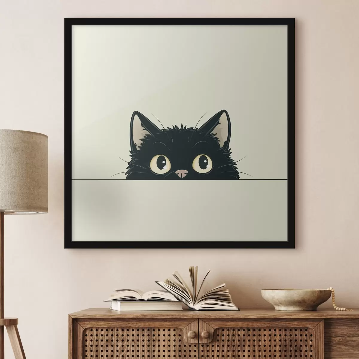 Plakat Śliczny czarny kot w stylu ilustracji f45733