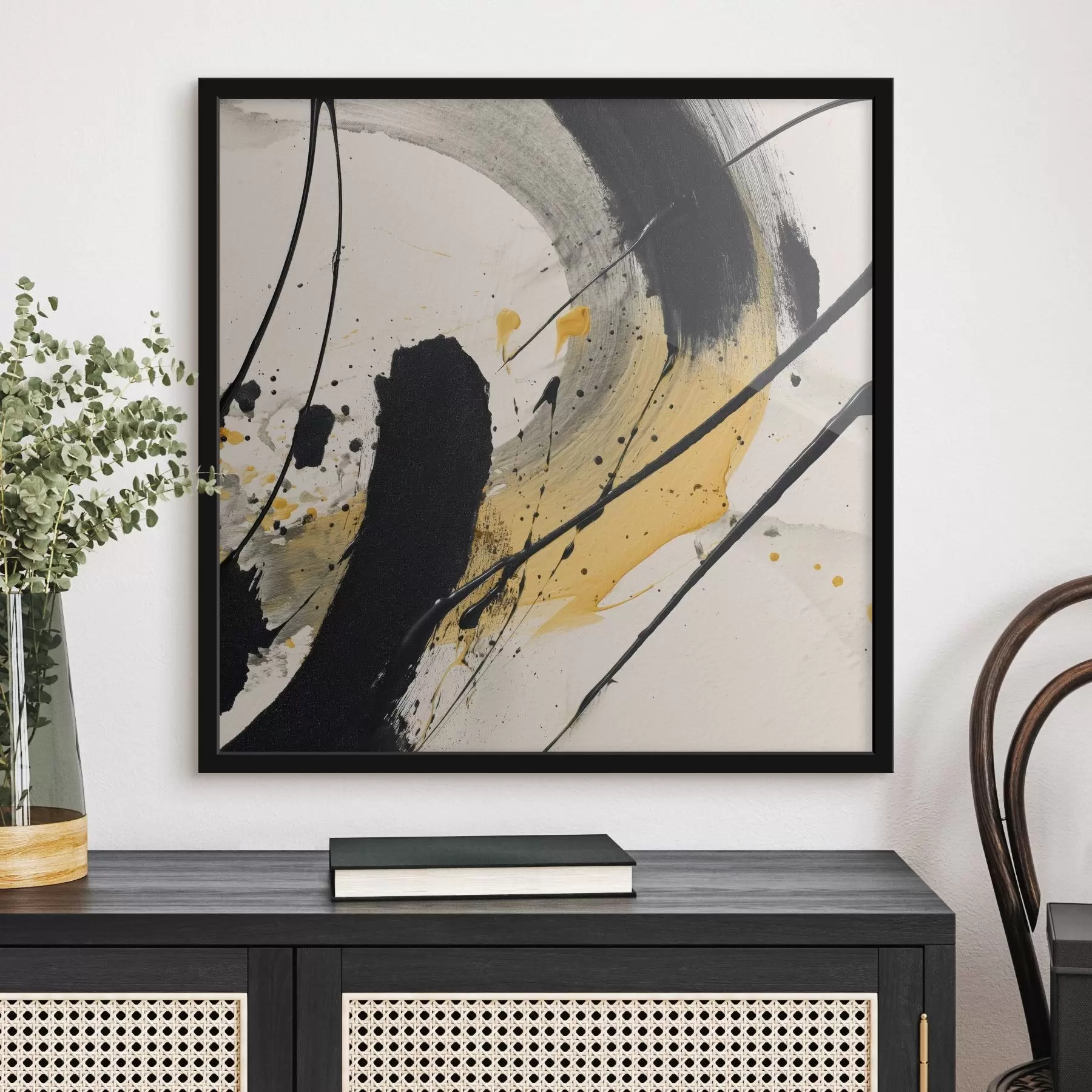 Fototapeta Czarno-żółta ekspresja w stylu malarskim f45847