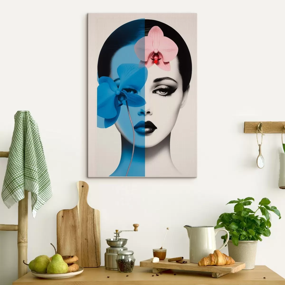 Obraz Abstrakcyjny portret kobiety z orchideami  s45924