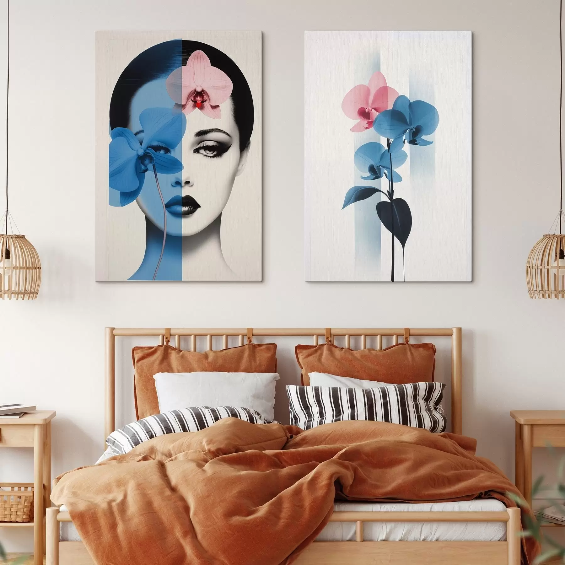 Obraz Abstrakcyjny portret kobiety z orchideami m00818