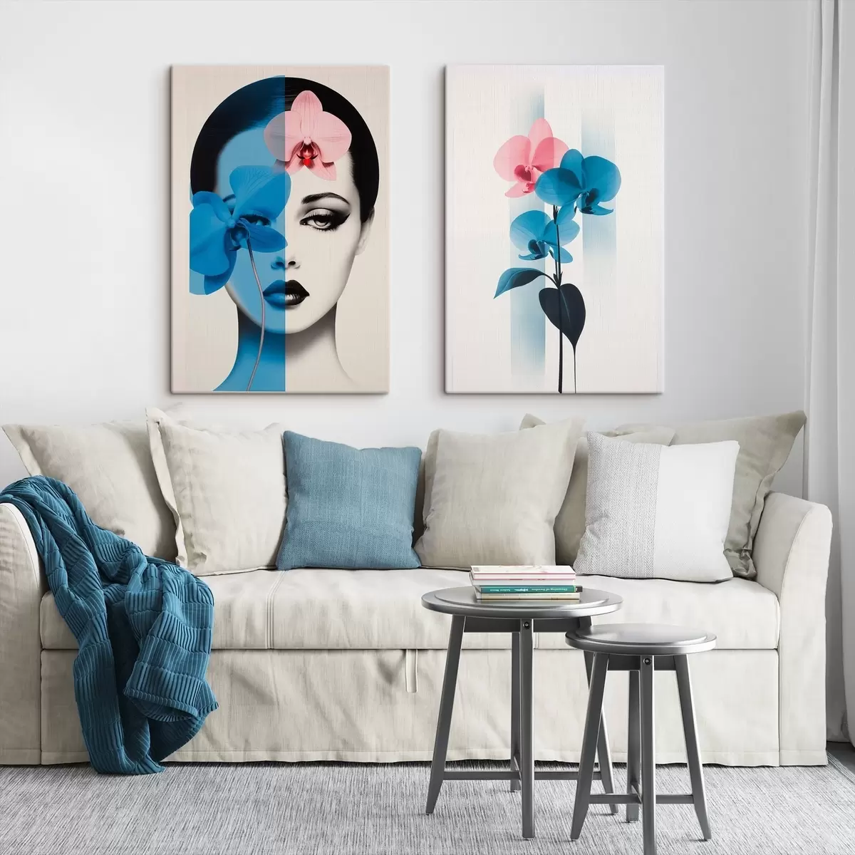 Obraz Abstrakcyjny portret kobiety z orchideami m00818