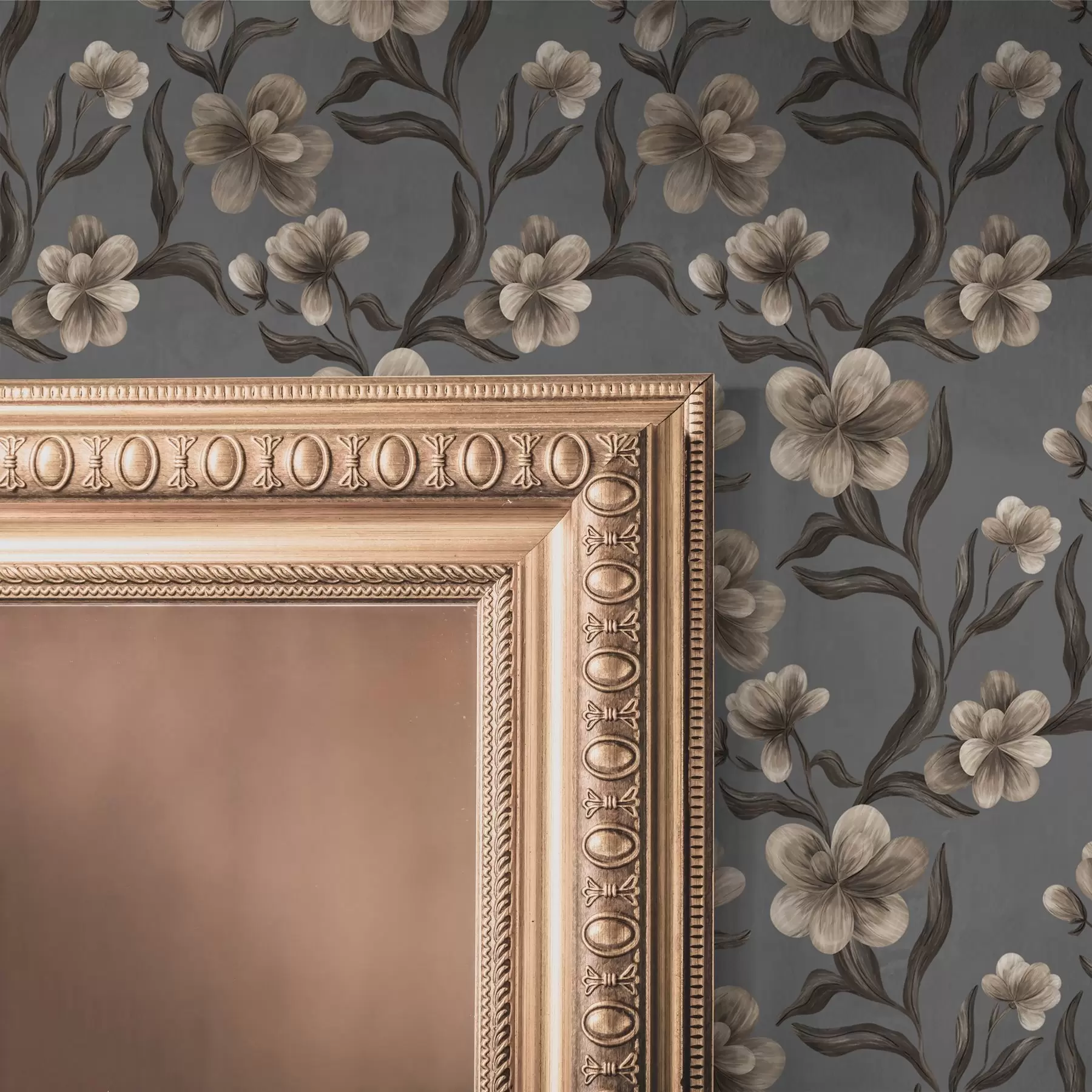 Fototapeta Beżowe kwiaty na grafitowo-szarym tle a00626v4