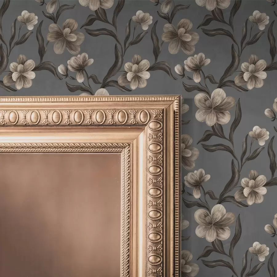 Fototapeta Beżowe kwiaty na grafitowo-szarym tle a00626v4