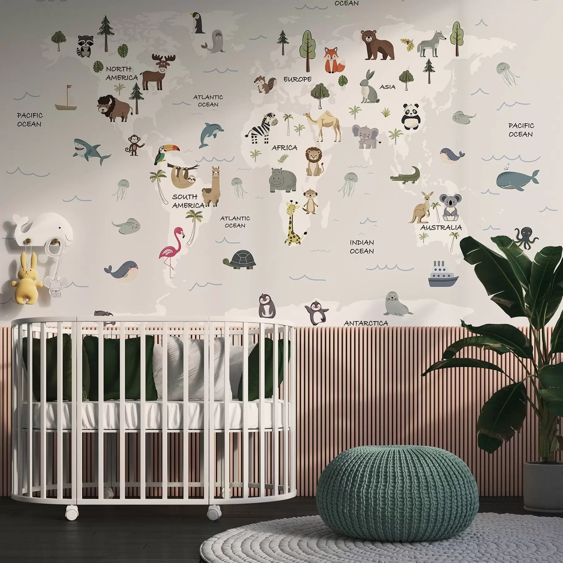 Fototapeta Mapa świata ze zwierzętami w04663