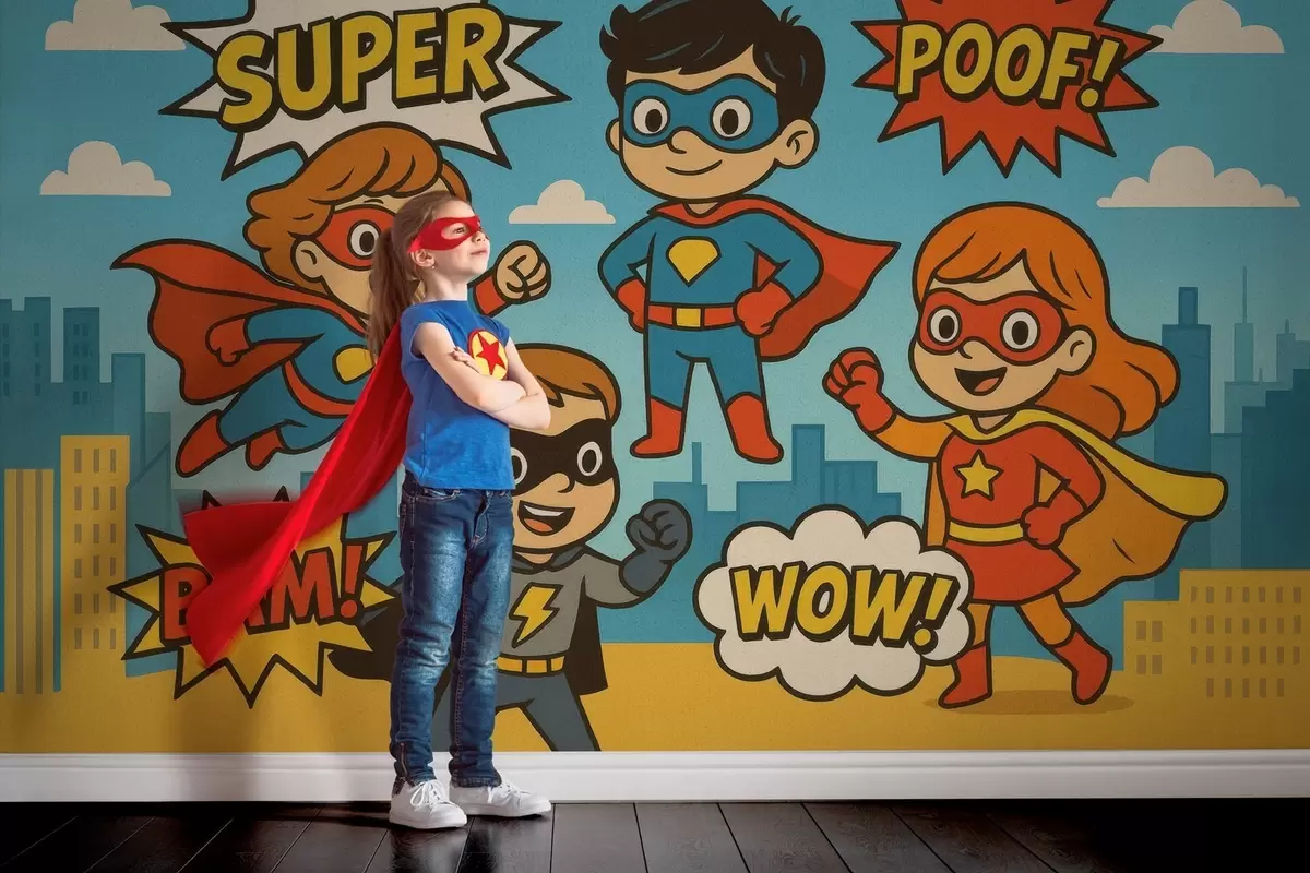 Fototapeta zabawni superbohaterowie w stylu komiksowym w04625
