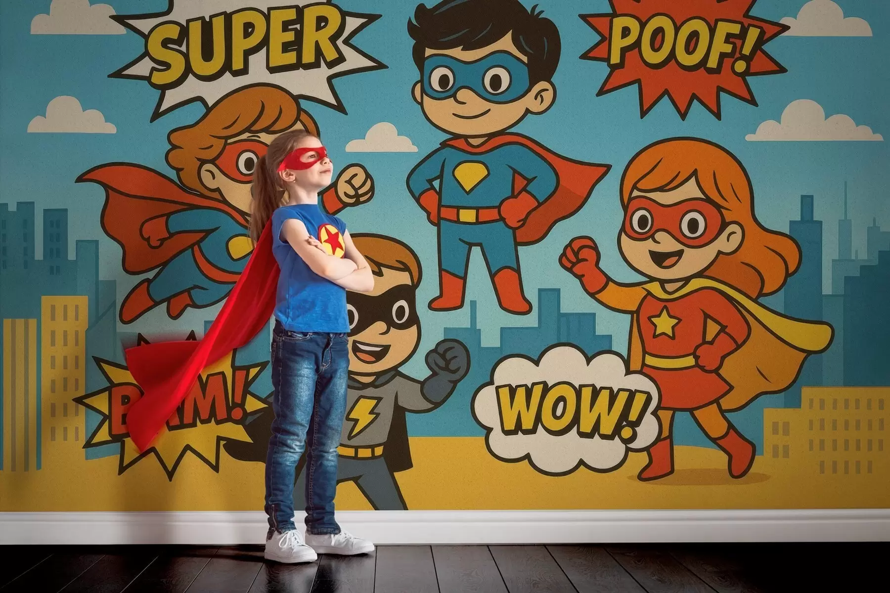 Fototapeta zabawni superbohaterowie w stylu komiksowym w04625