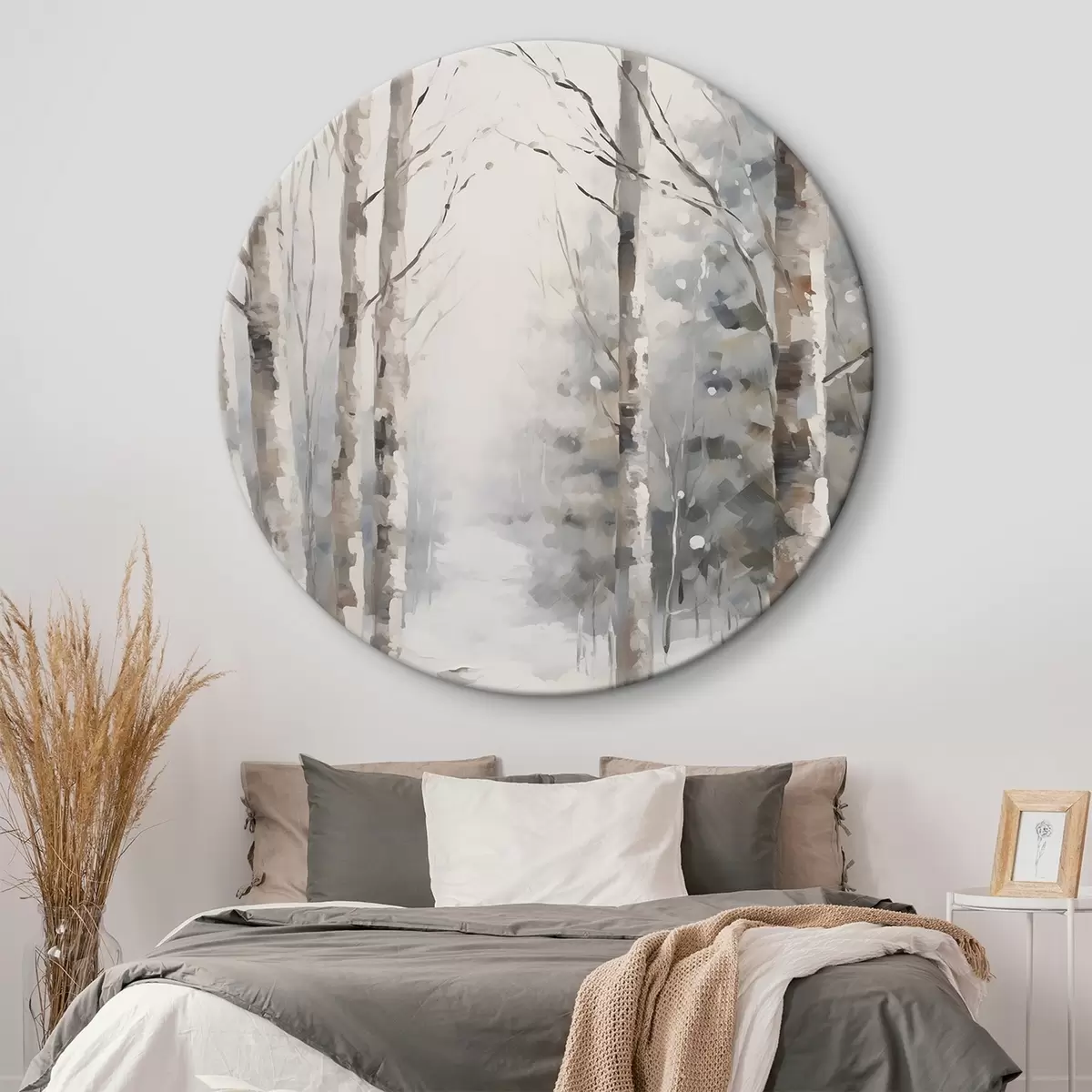 Okrągłe obrazy Brzozy w zimowym lesie r46129
