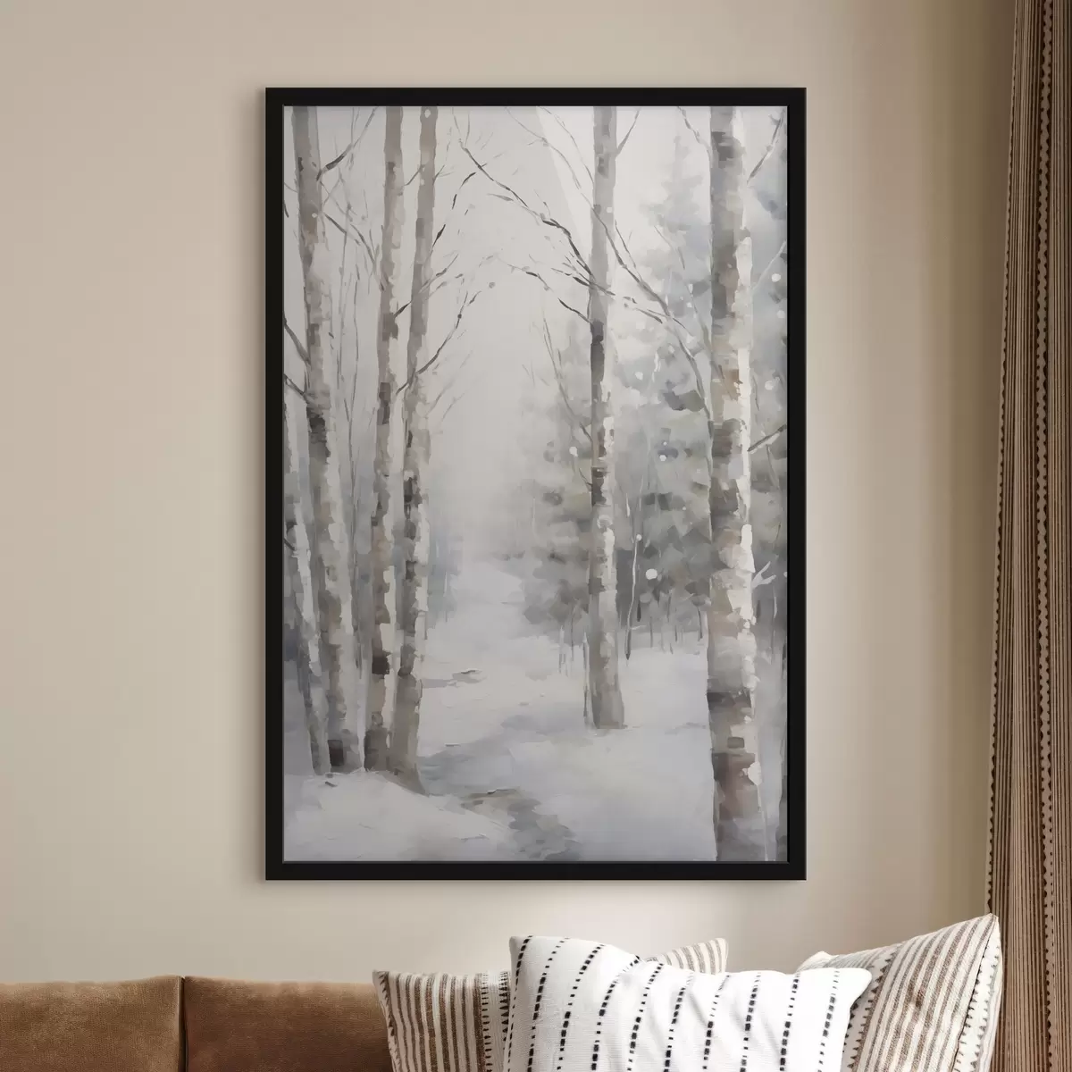 Plakat Brzozy w zimowym lesie f46129