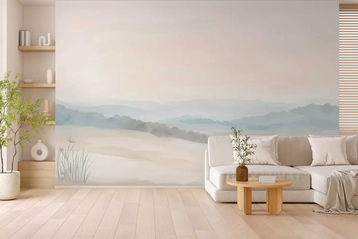 Fototapeta lekki, minimalistyczny pejzaż w stylu malarskim w04624