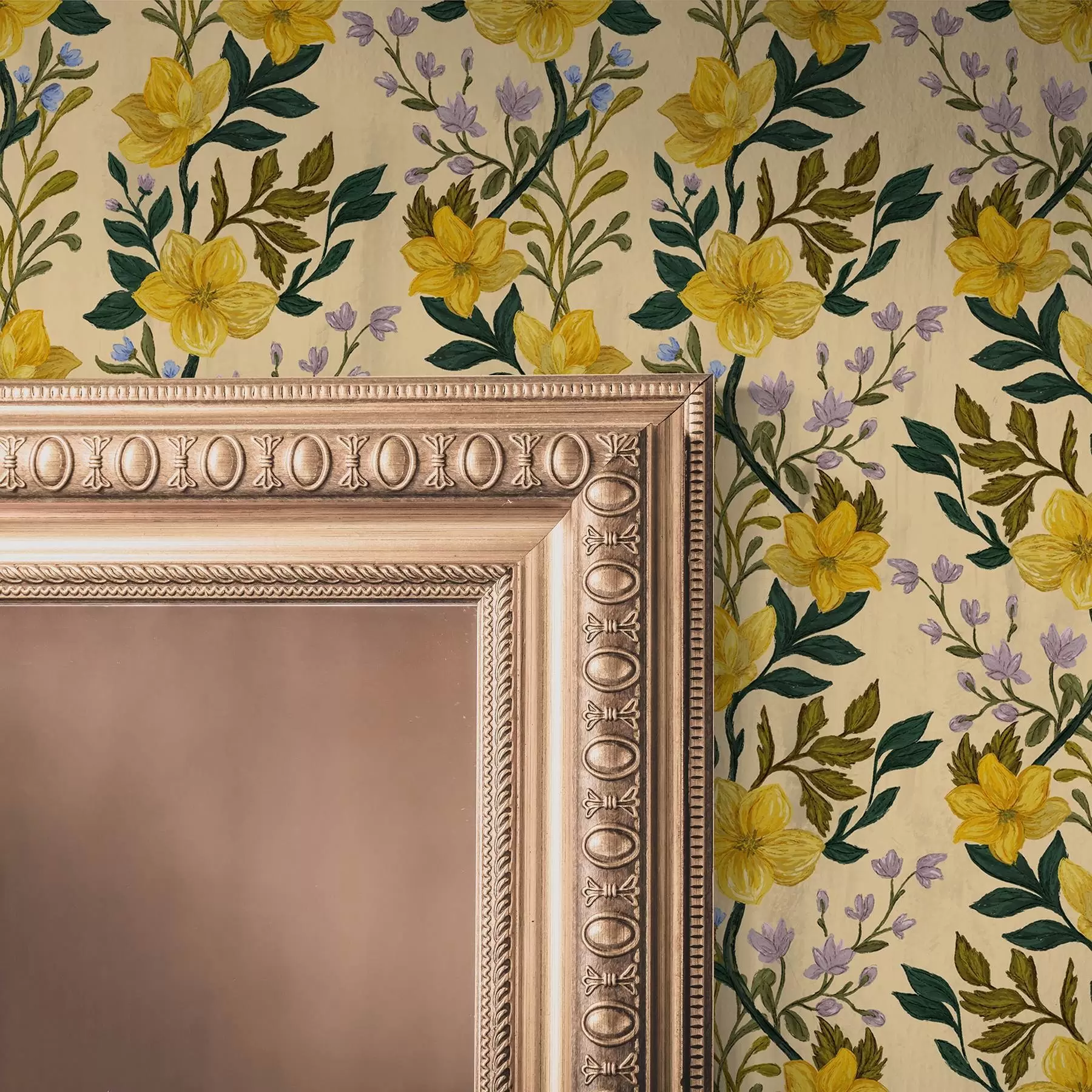 Fototapeta Żółte kwiaty w pionowych girlandach na kremowym tle a00632