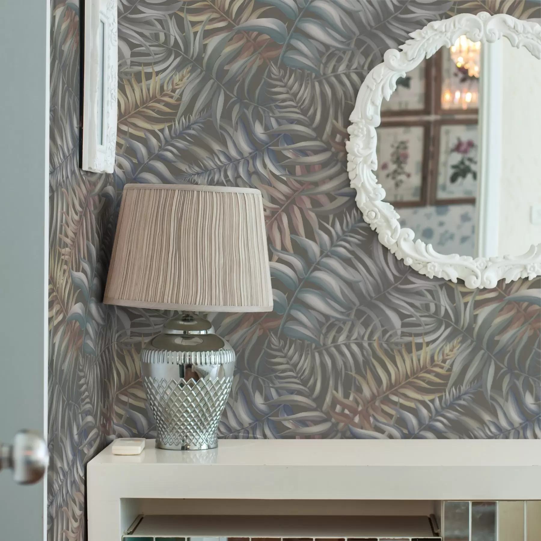 Fototapeta Warstwowe liście palmowe w stonowanych odcieniach a00789