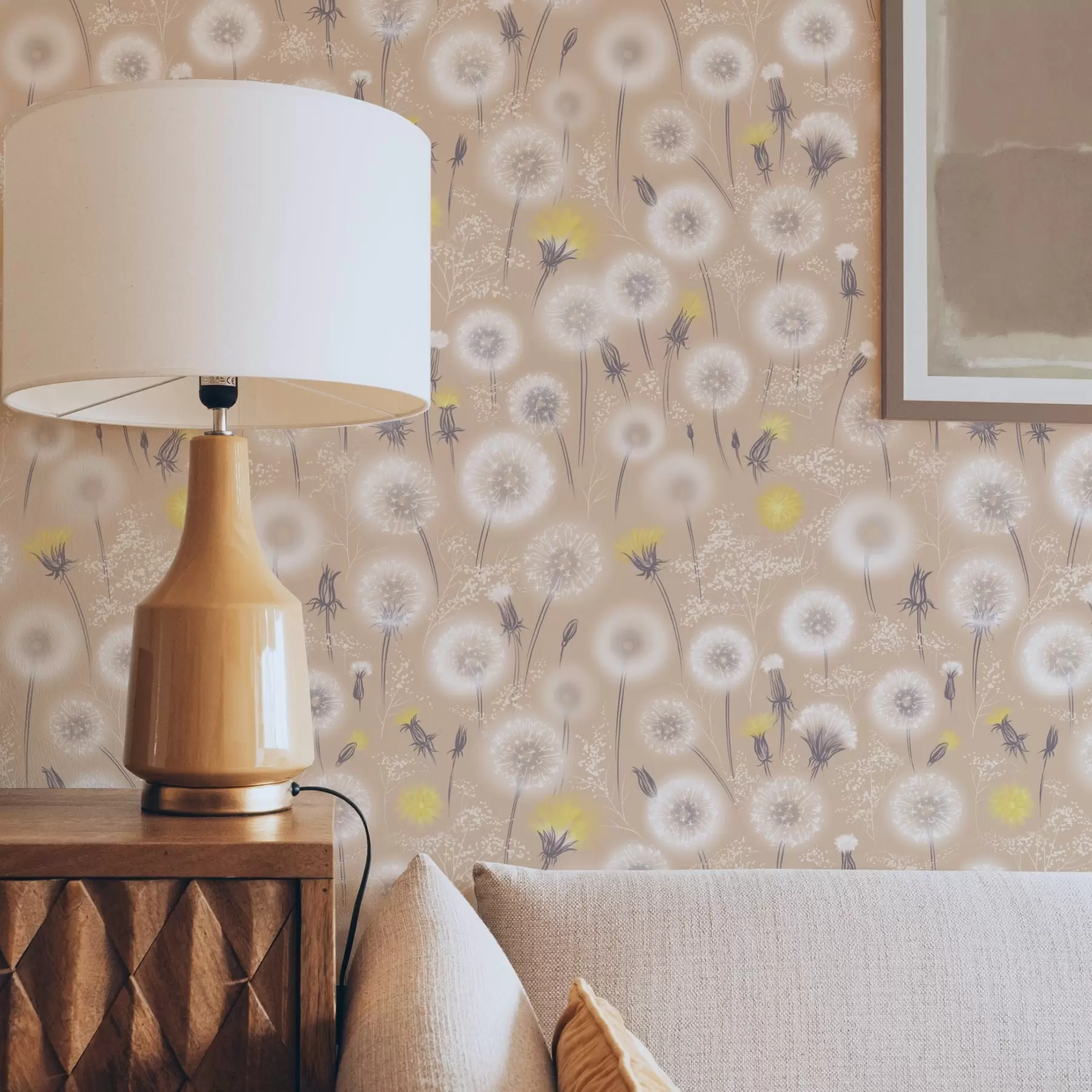 Fototapeta Mlecze i nasiona na brzoskwiniowym tle a00790v1