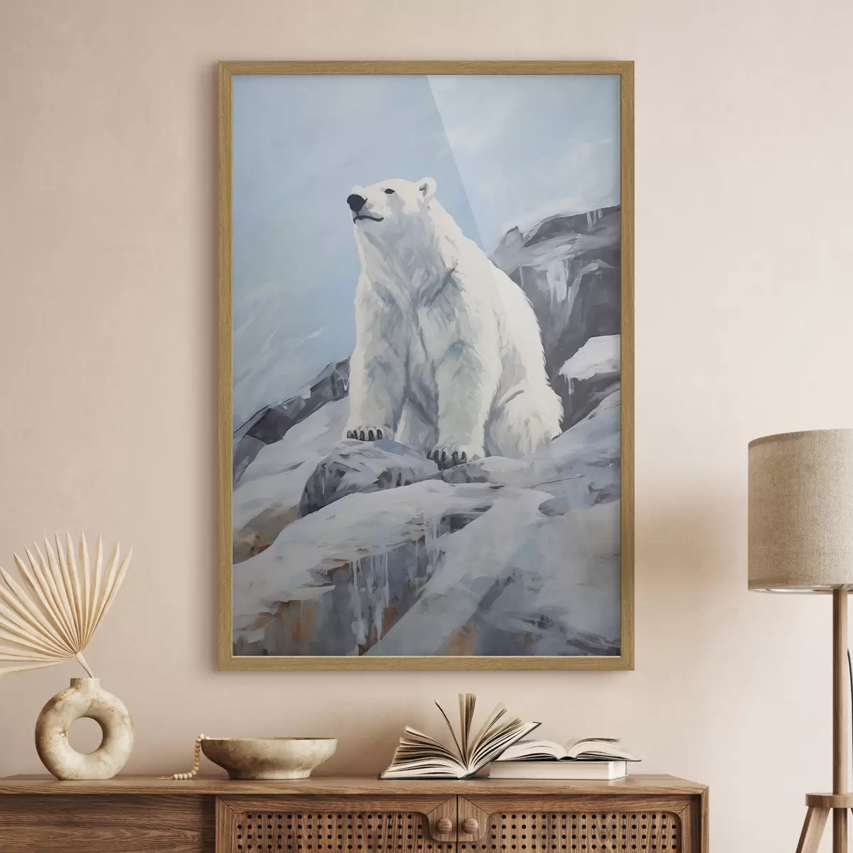 Plakat Niedźwiedź siedzi na kry lodowej f46199