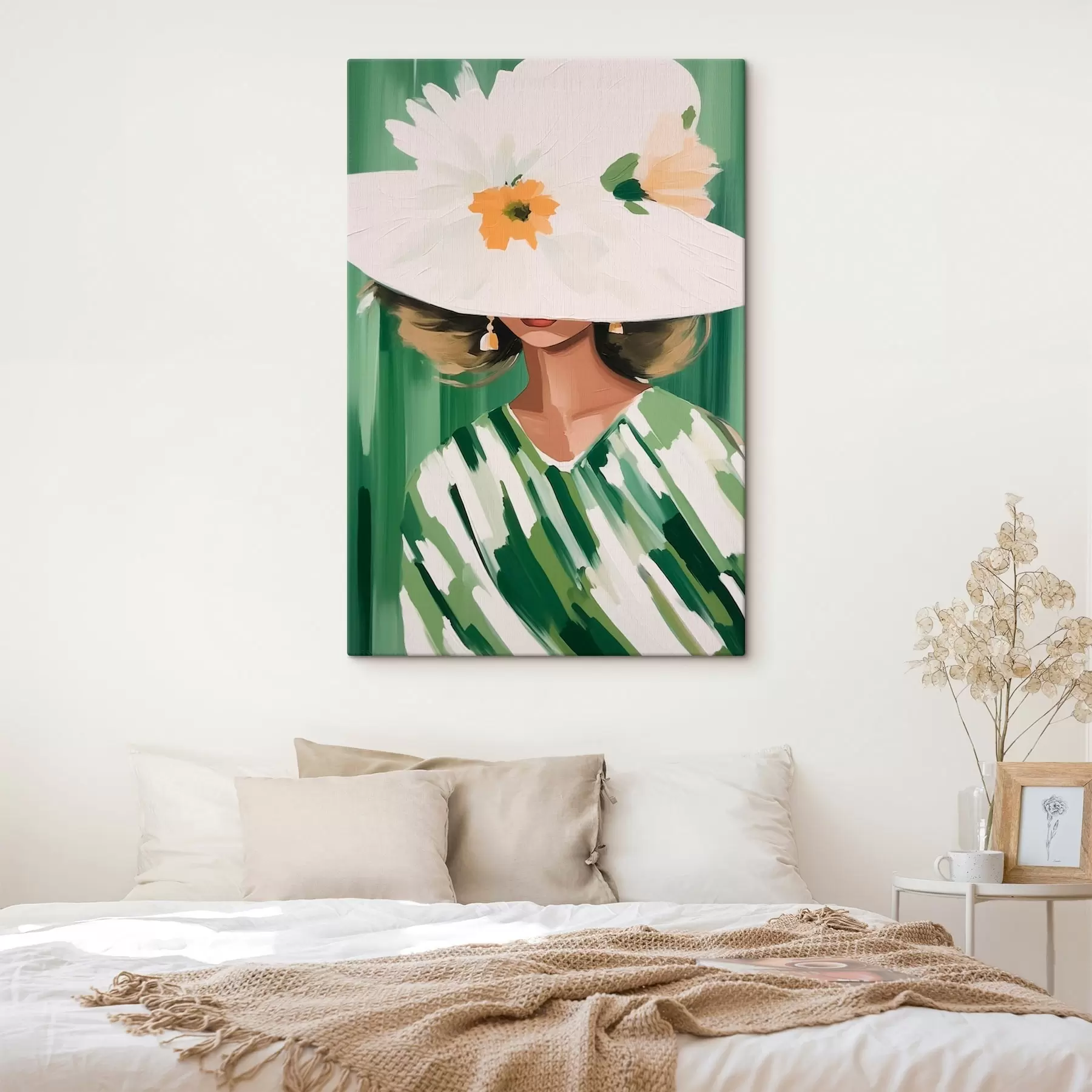 Obraz Kobieta w kapeluszu i z kwiatami s46240
