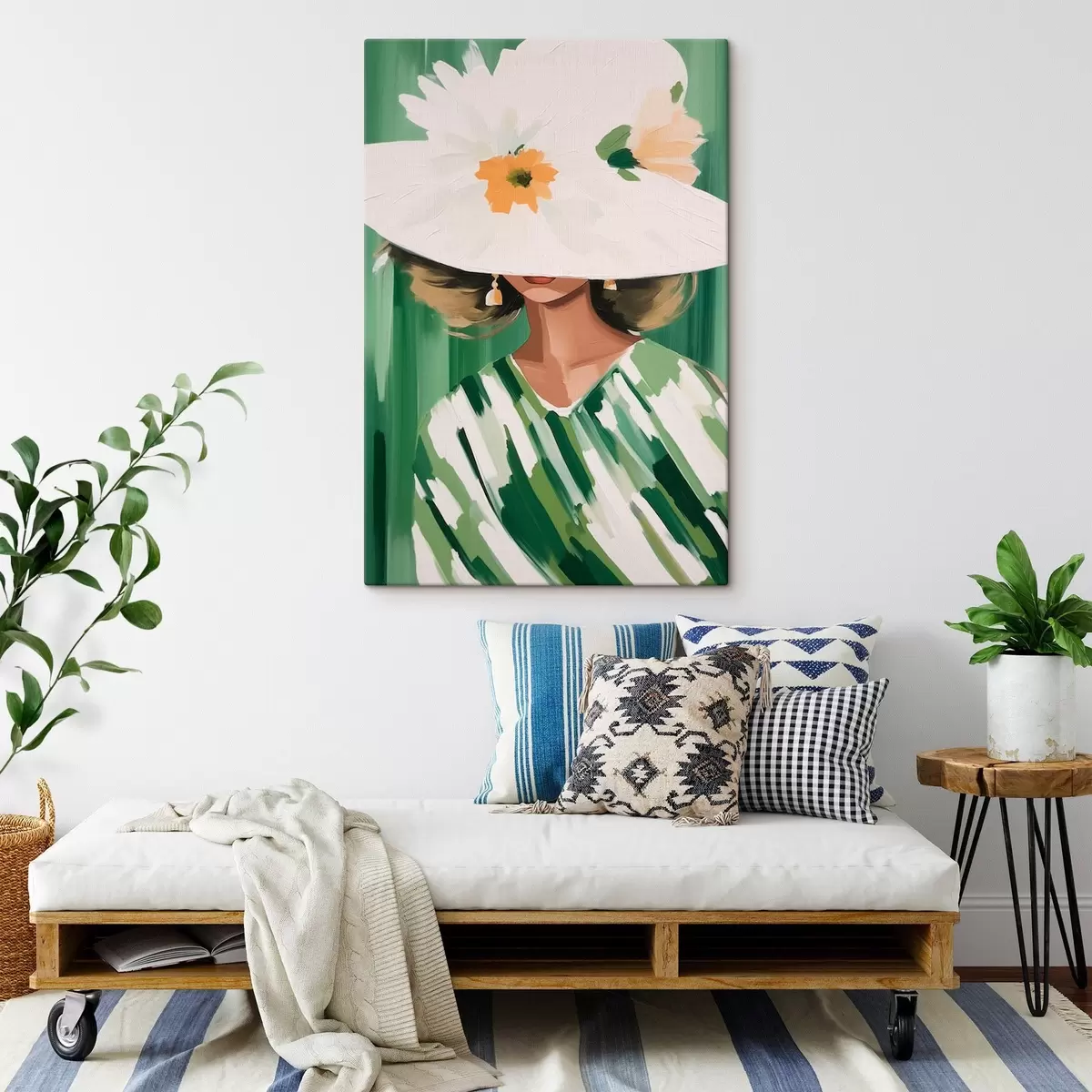 Obraz Kobieta w kapeluszu i z kwiatami s46240