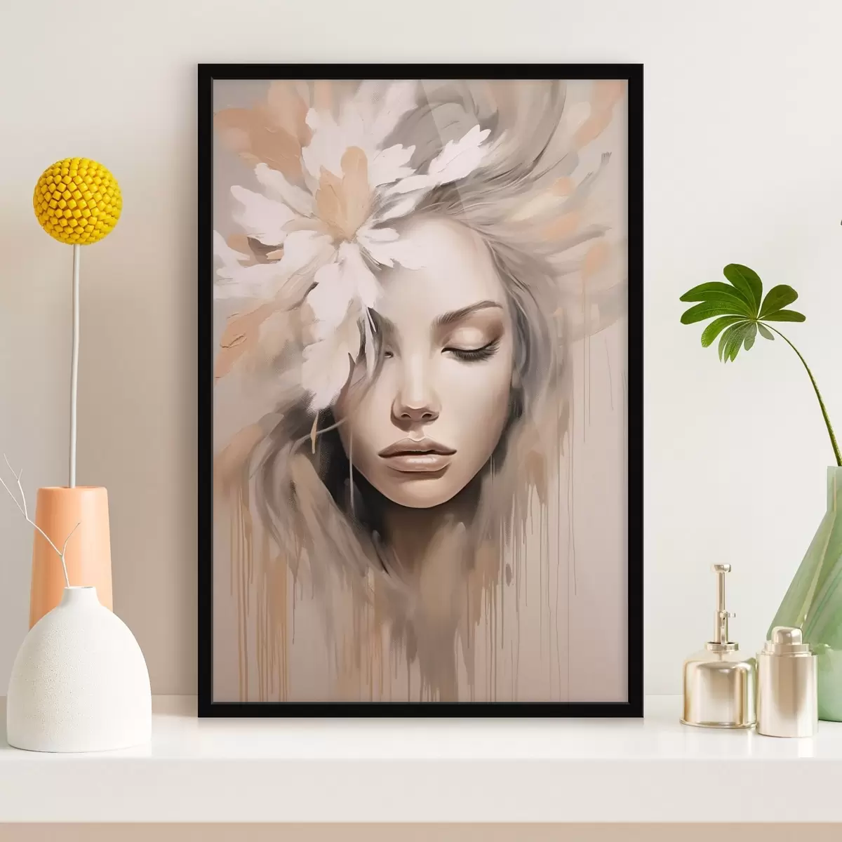 Plakat Portret kobiety z kwiatem f46218