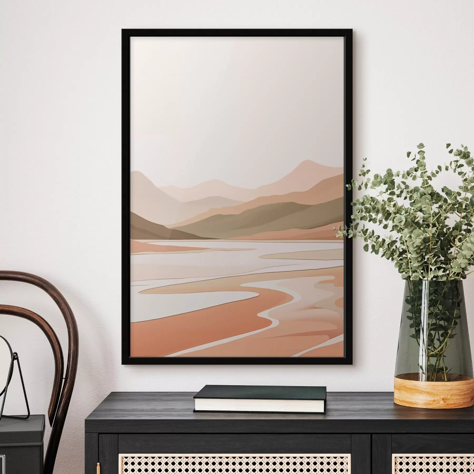 Fototapeta Abstrakcyjny krajobraz z górami i rzeką f46249