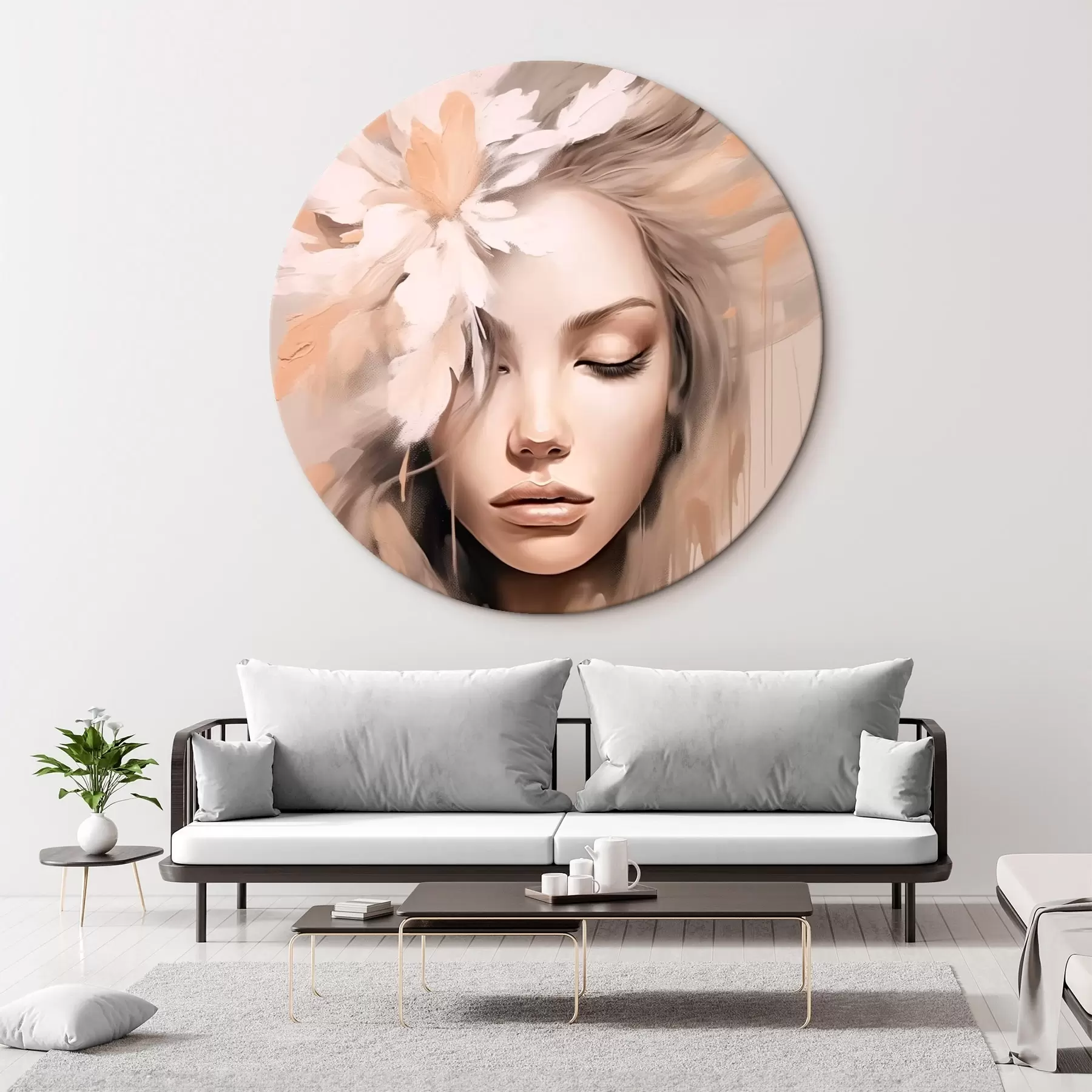 Obraz Portret kobiety z kwiatem r46218 kup w Polsce - Uwalls.pl Obraz Portret kobiety z kwiatem r46218