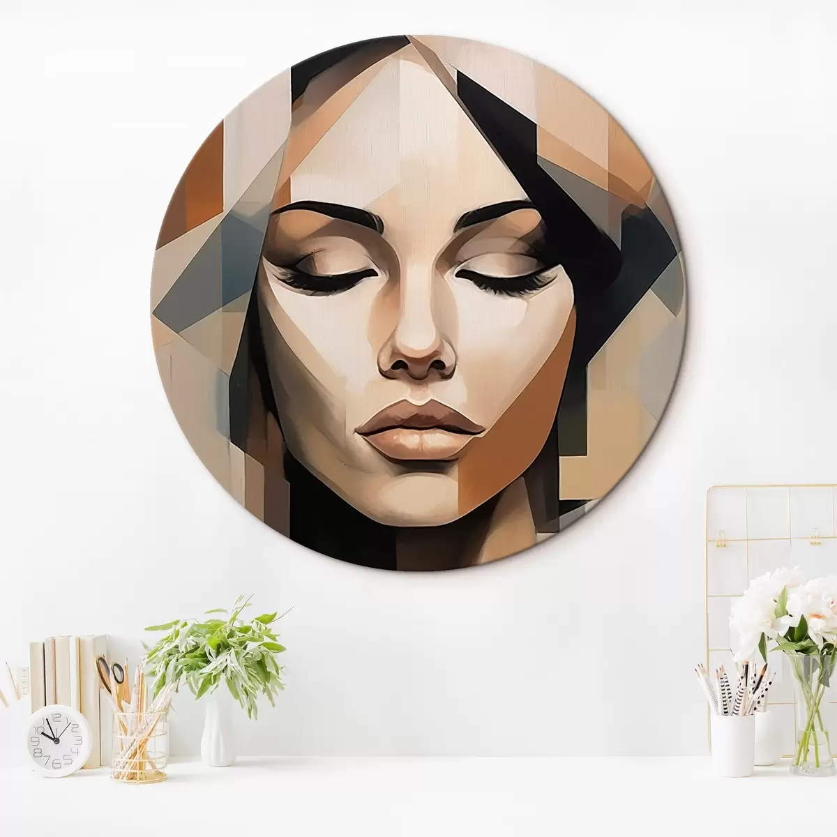 Okrągłe obrazy Geometryczny portret kobiety r46220