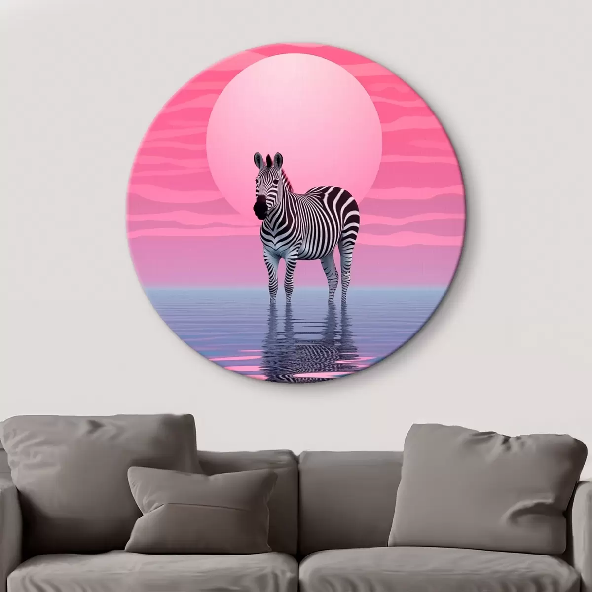 Okrągłe obrazy Zebra o zachodzie słońca r46230