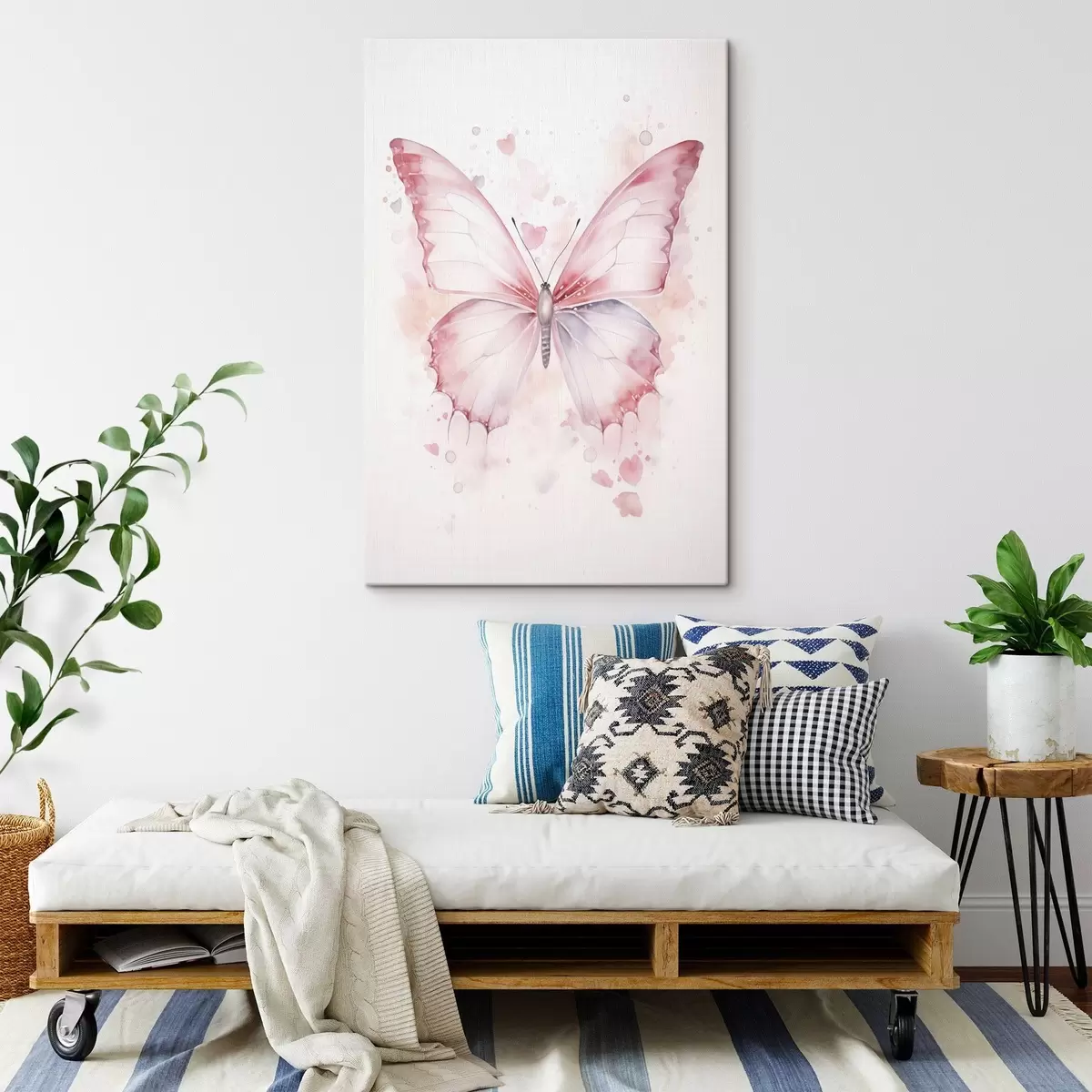 Obraz Różowy motyl, technika akwarelowa s46073