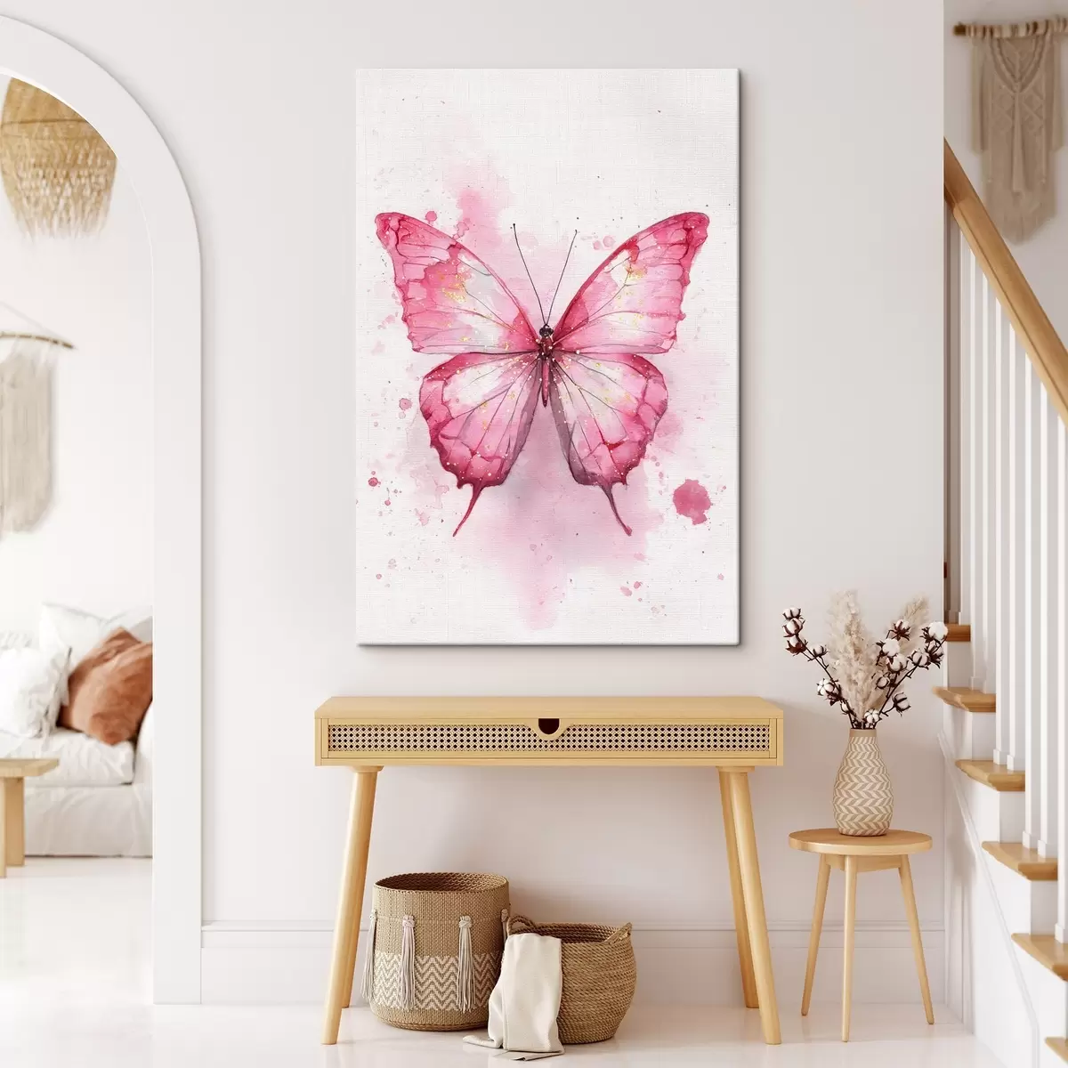Obraz Delikatny motyl na akwarelowym tle s46077
