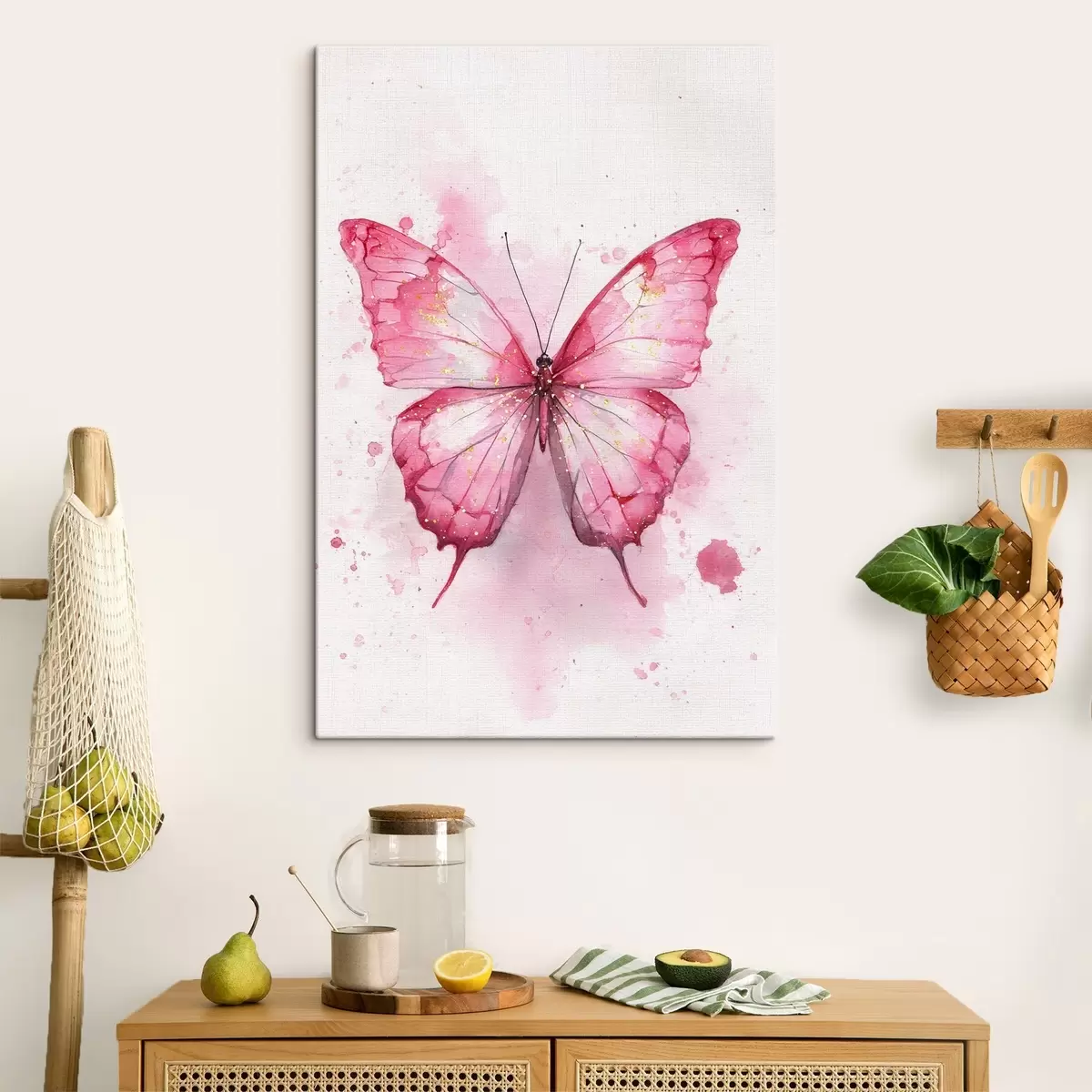 Obraz Delikatny motyl na akwarelowym tle s46077