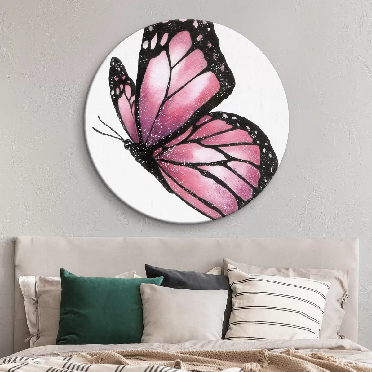 Okrągłe obrazy Luksusowy motyl, imitacja akwareli r46074