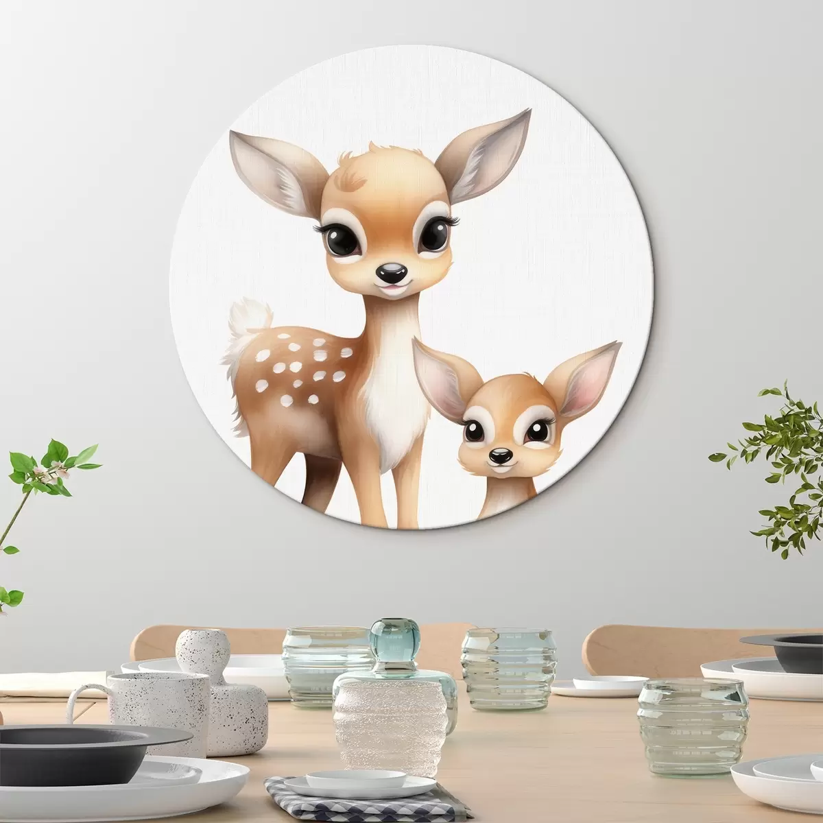 Okrągłe obrazy Dwa jelonki r46080