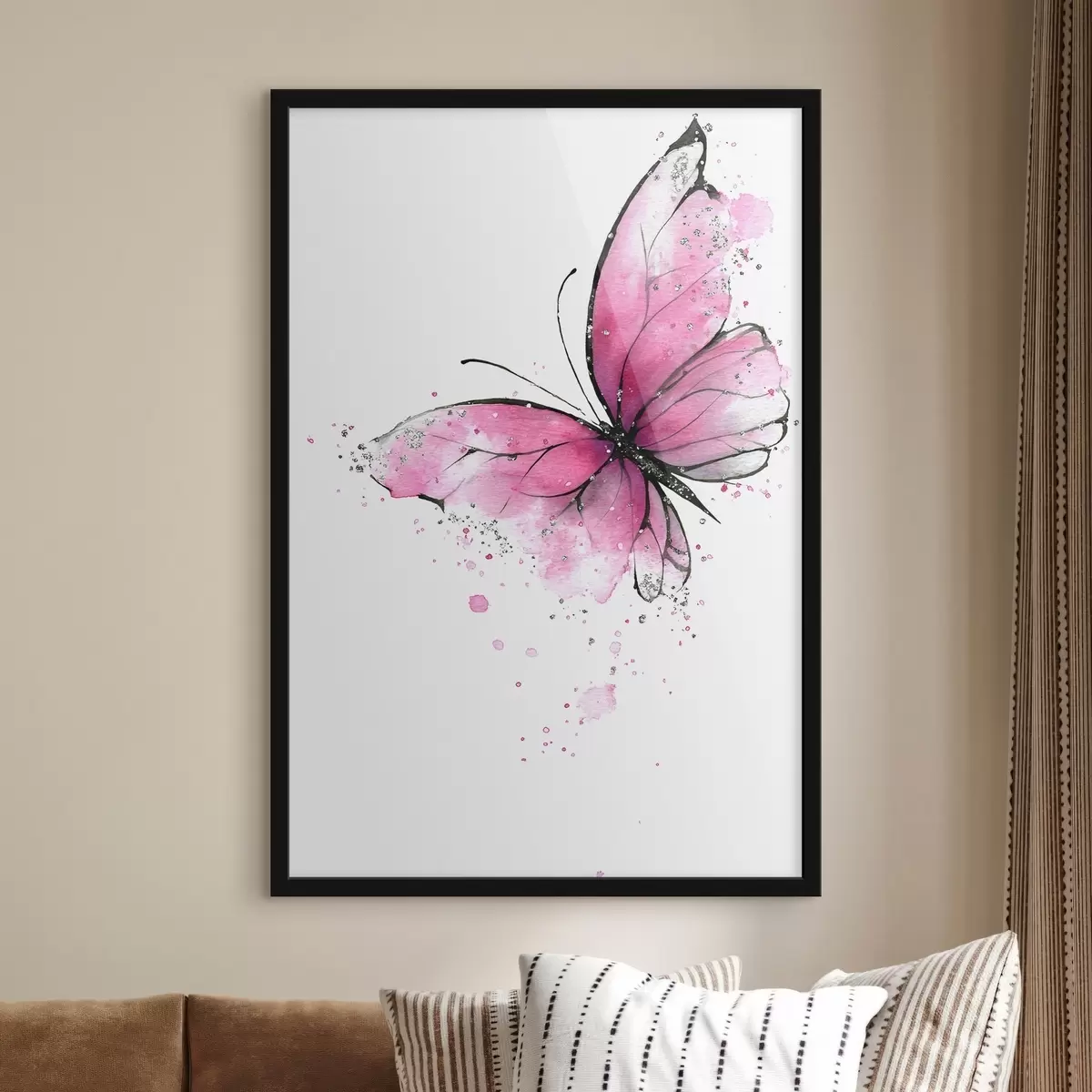 Plakat Różowy motyl f46076