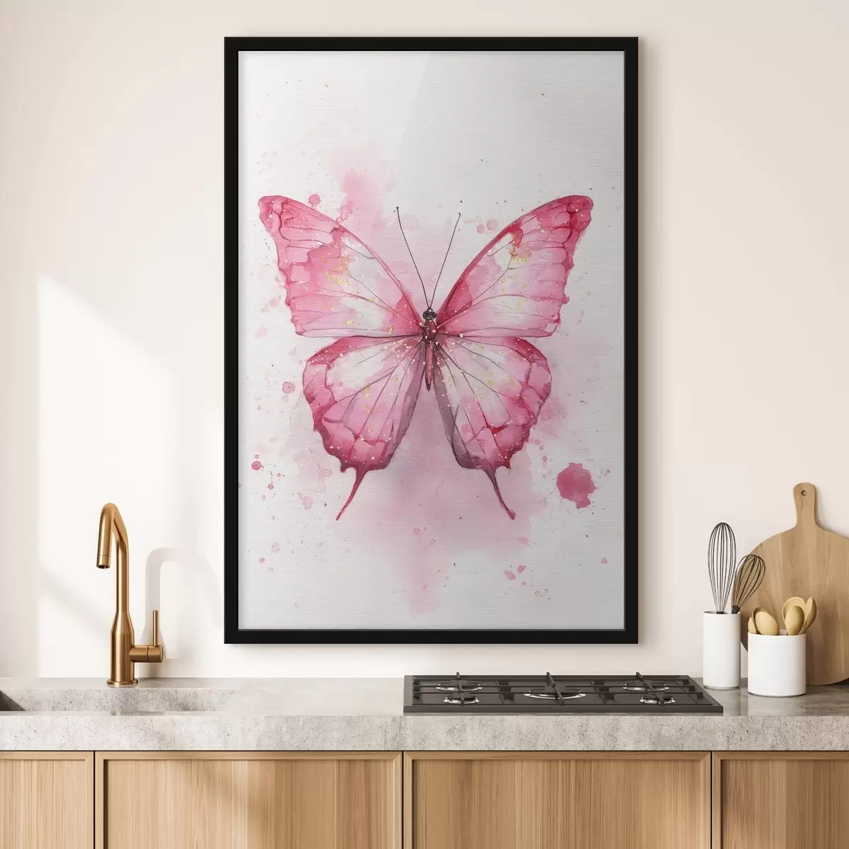 Plakat Delikatny motyl na akwarelowym tle f46077