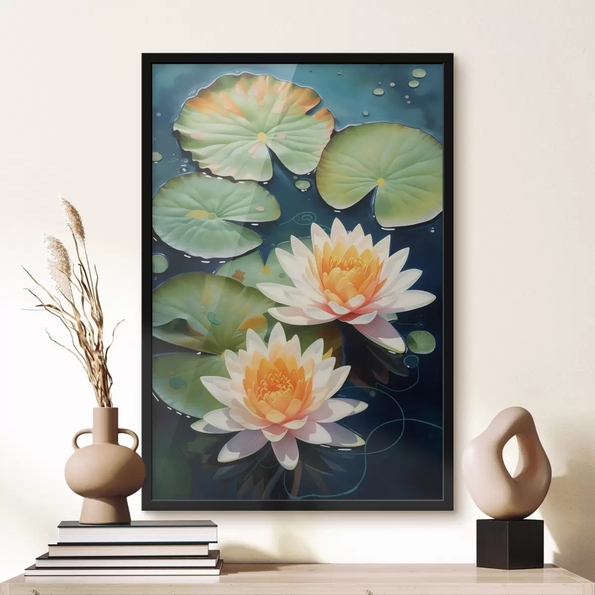 Plakat Dwa kwiaty lotosu f46084