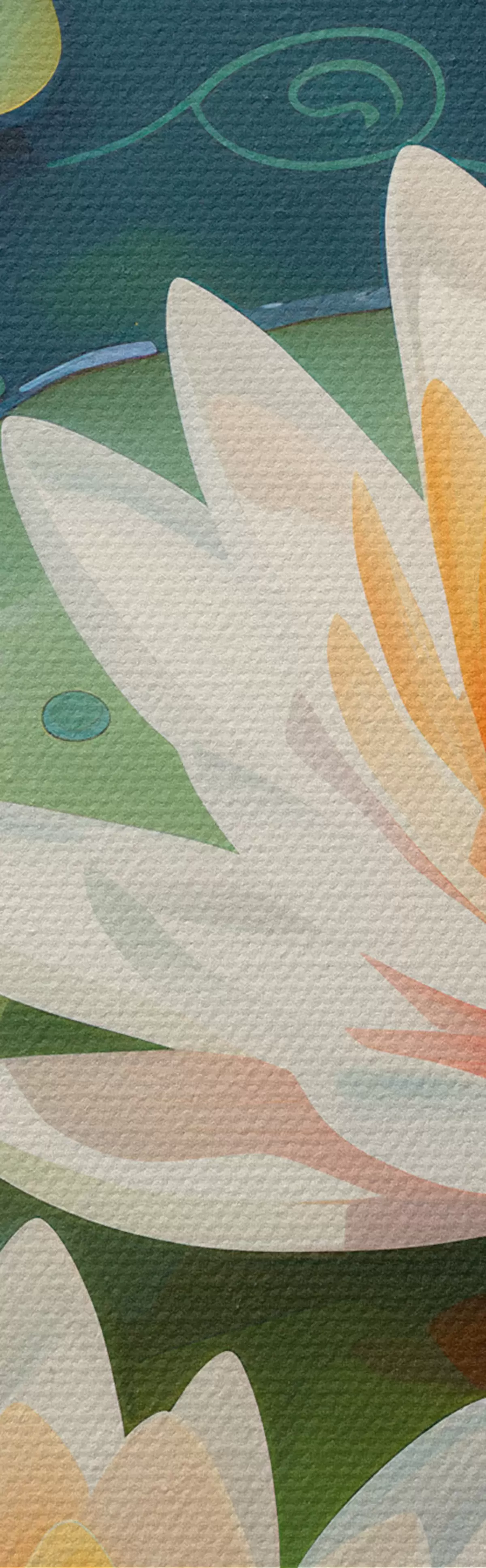 Obraz Ryby w stawie i kwiaty lotosu m00867