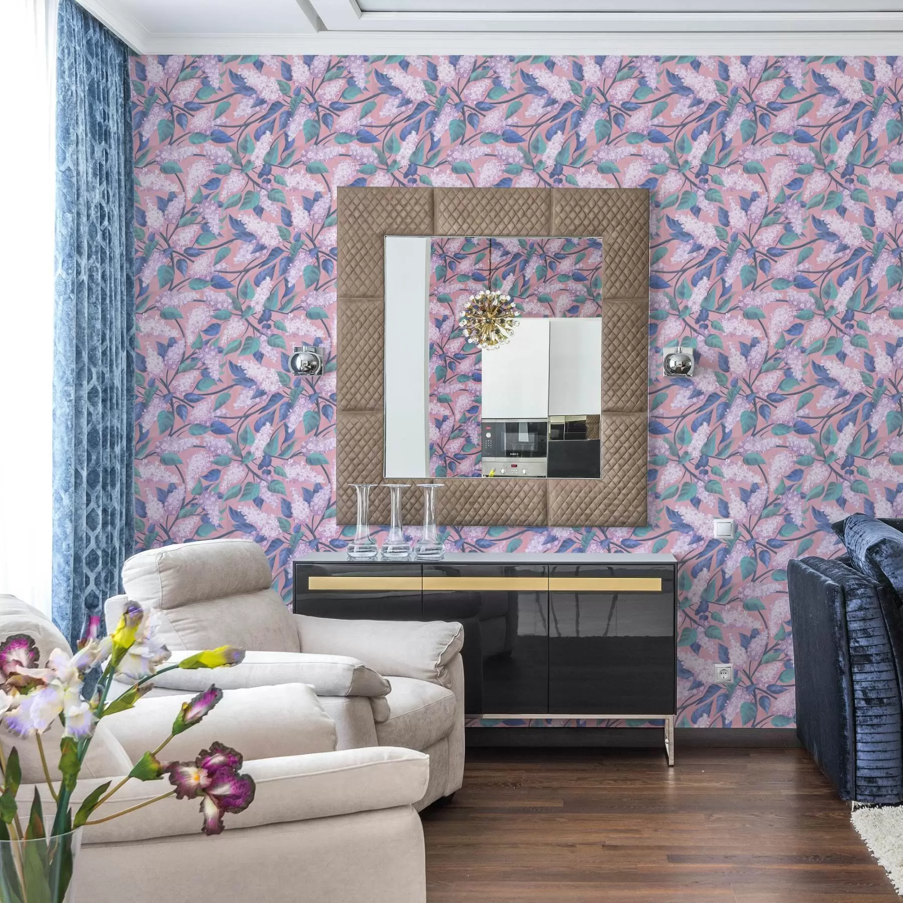 Fototapeta Delikatne kwiaty bzu na różowym tle, wiosenny nastrój a00797