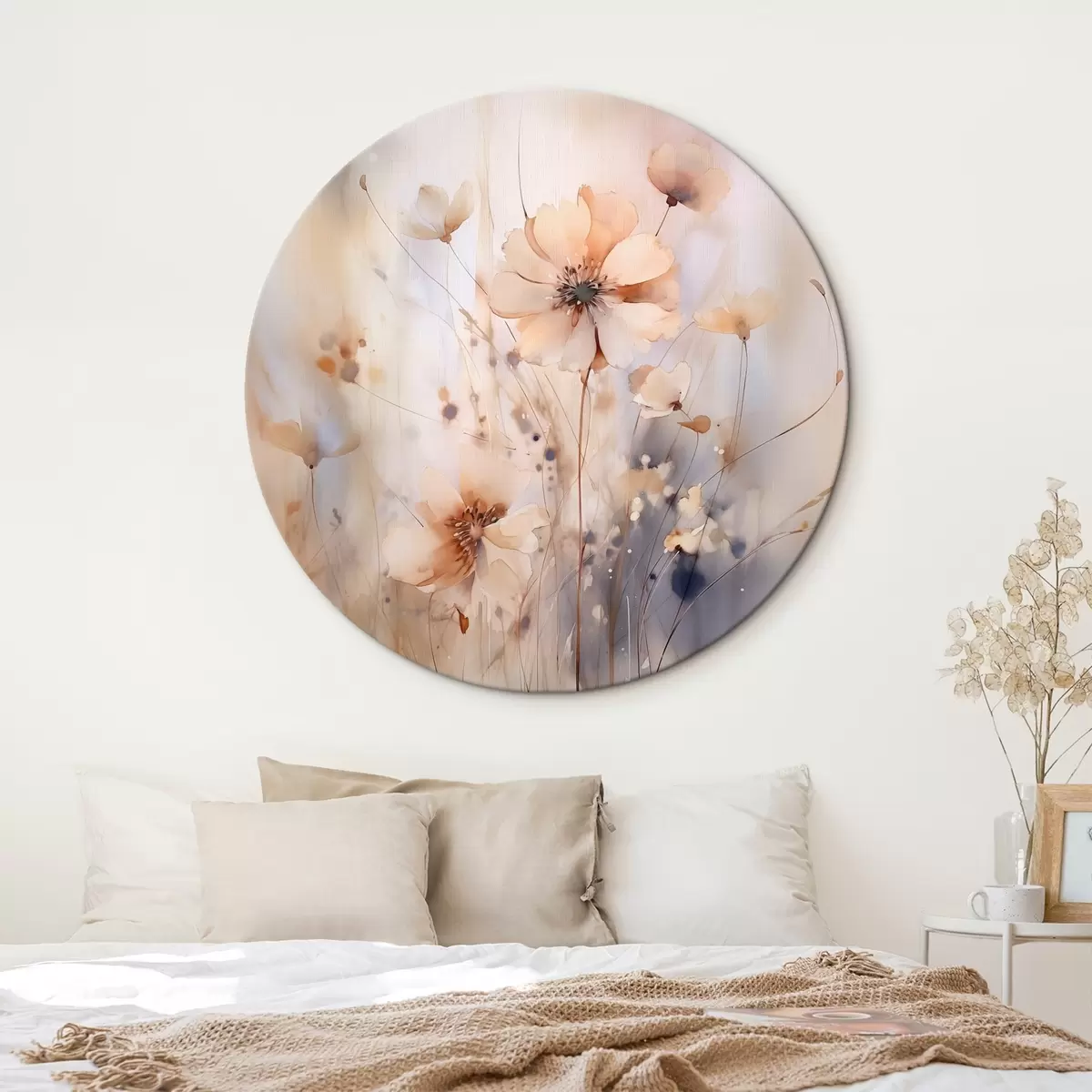 Okrągłe obrazy Delikatne abstrakcyjne polne kwiaty r46139
