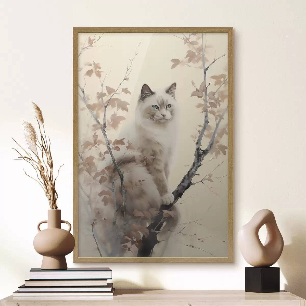 Plakat Kot siedzi na drzewie f46301