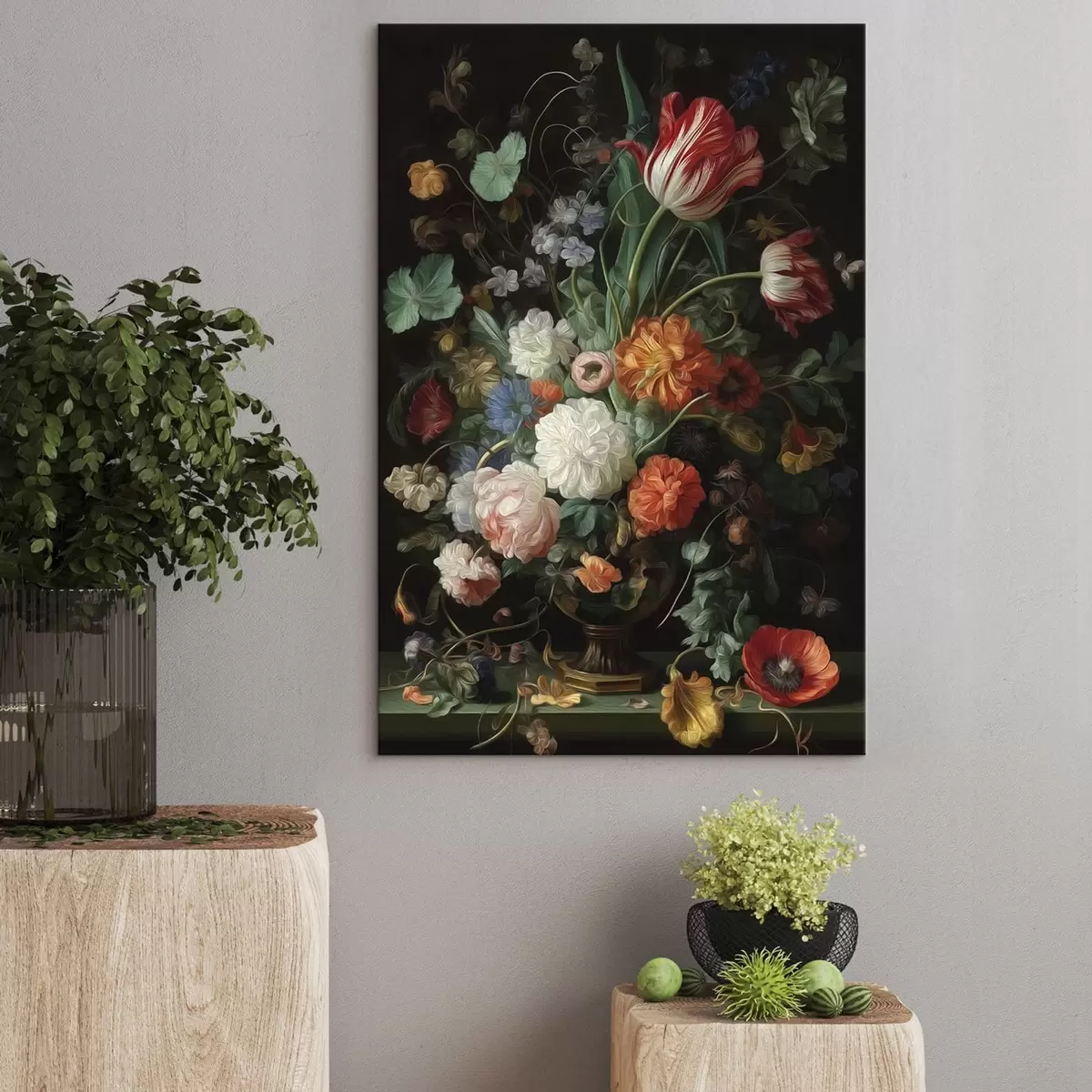 Obraz Kompozycja kwiatowa w stylu dawnych martwych natur s46145