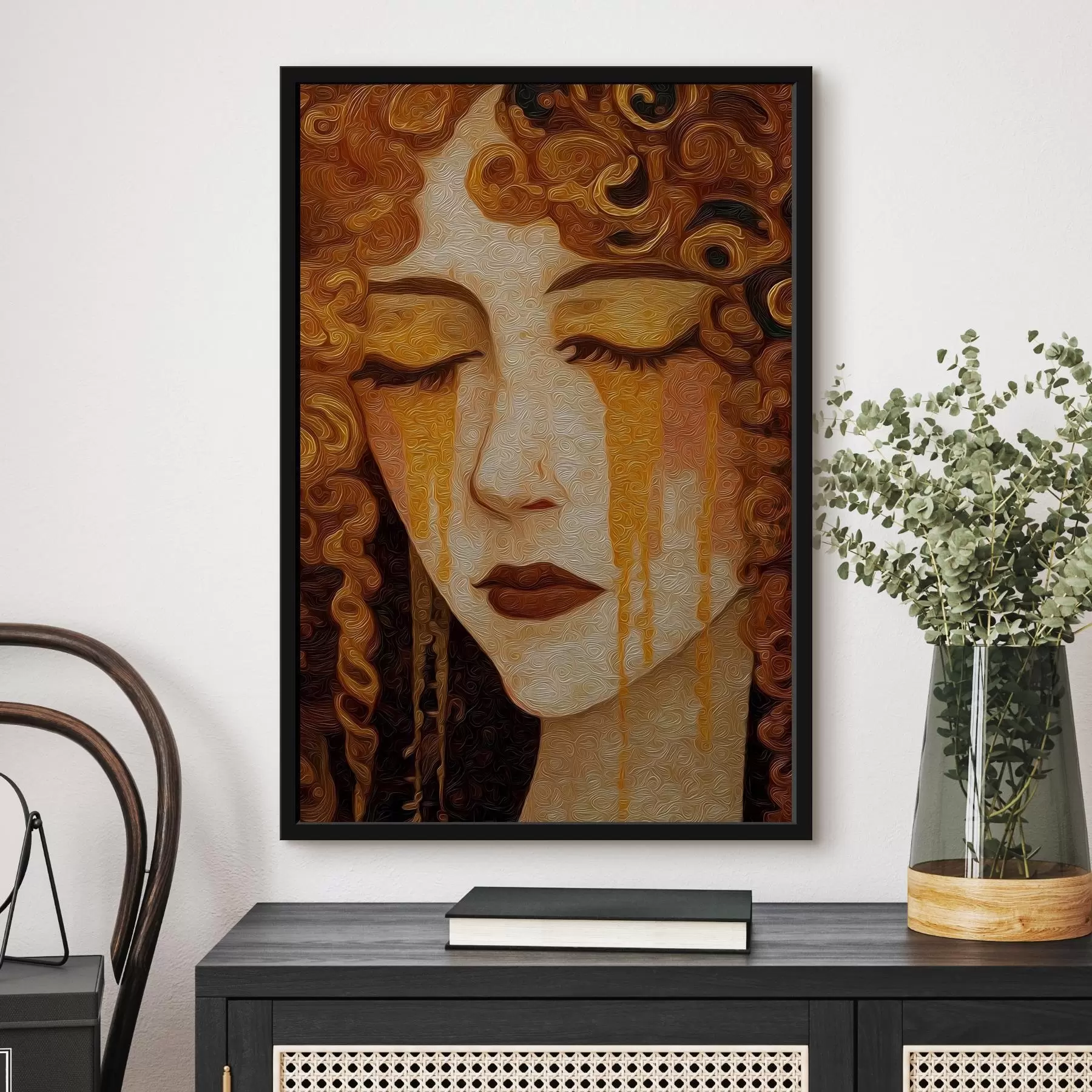 Fototapeta Portret kobiety o rudych włosach i ozdobnym makijażu f46149