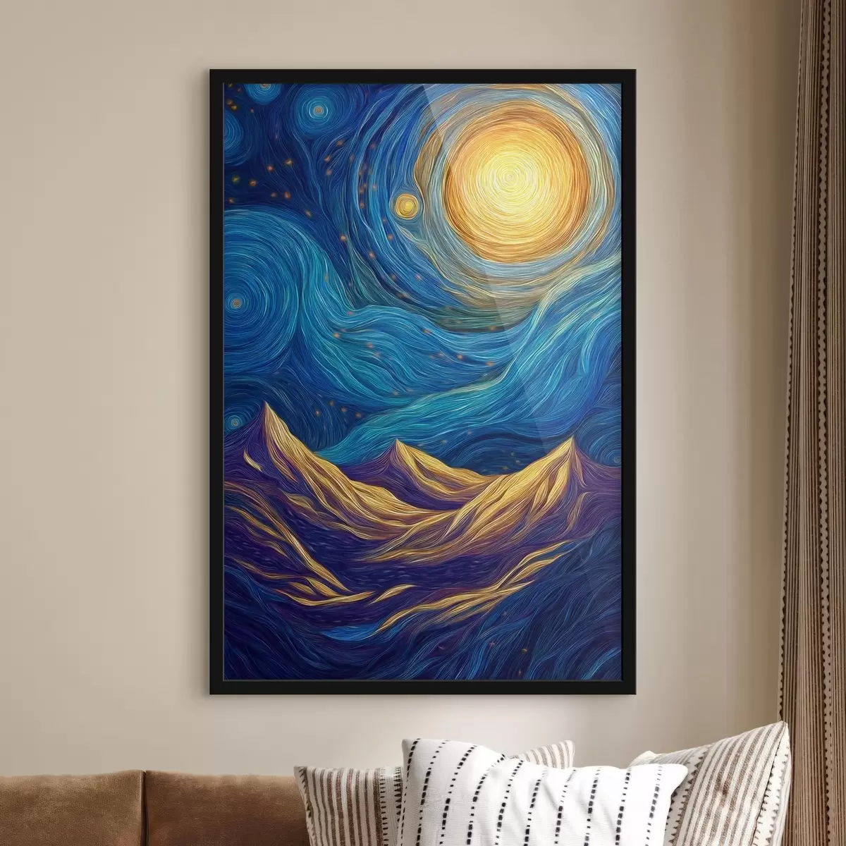 Plakat Jasne, rozgwieżdżone niebo nad szczytami gór f46168