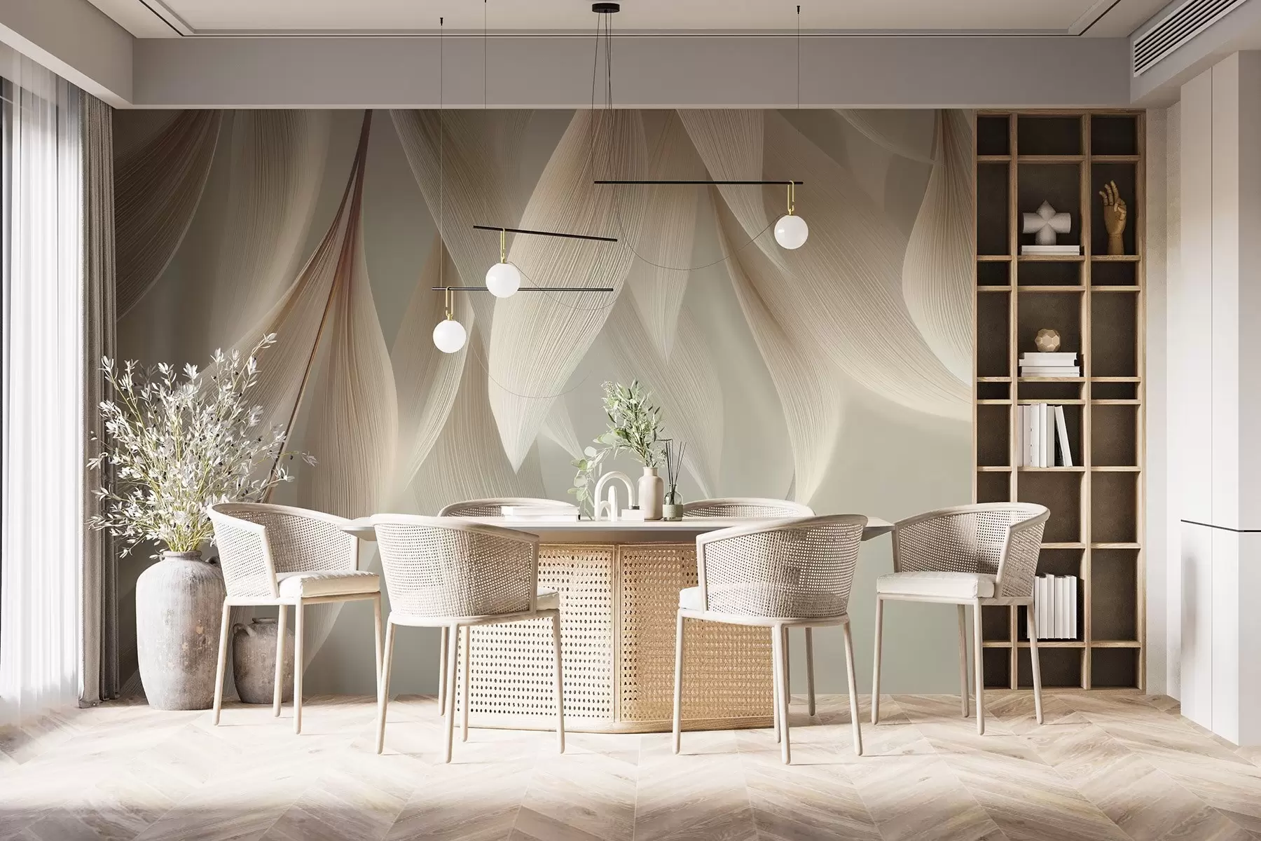 Fototapeta Wiszące liście o stylizowanych konturach w04706