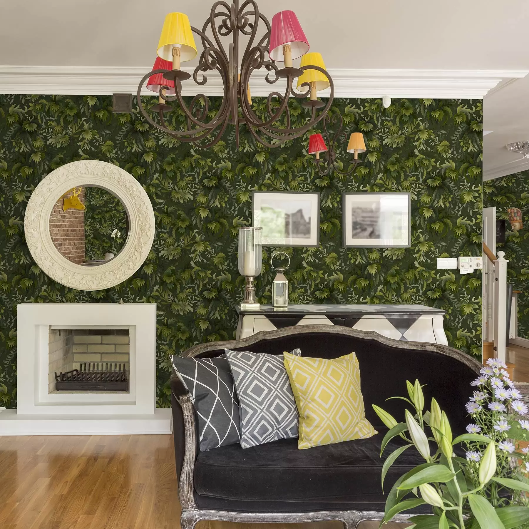 Fototapeta Gęste zielone liście na ciemnozielonym tle a00805