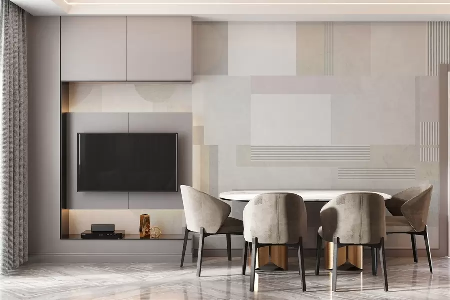 Fototapeta abstrakcyjna geometria w odcieniach szarości i beżu w04635