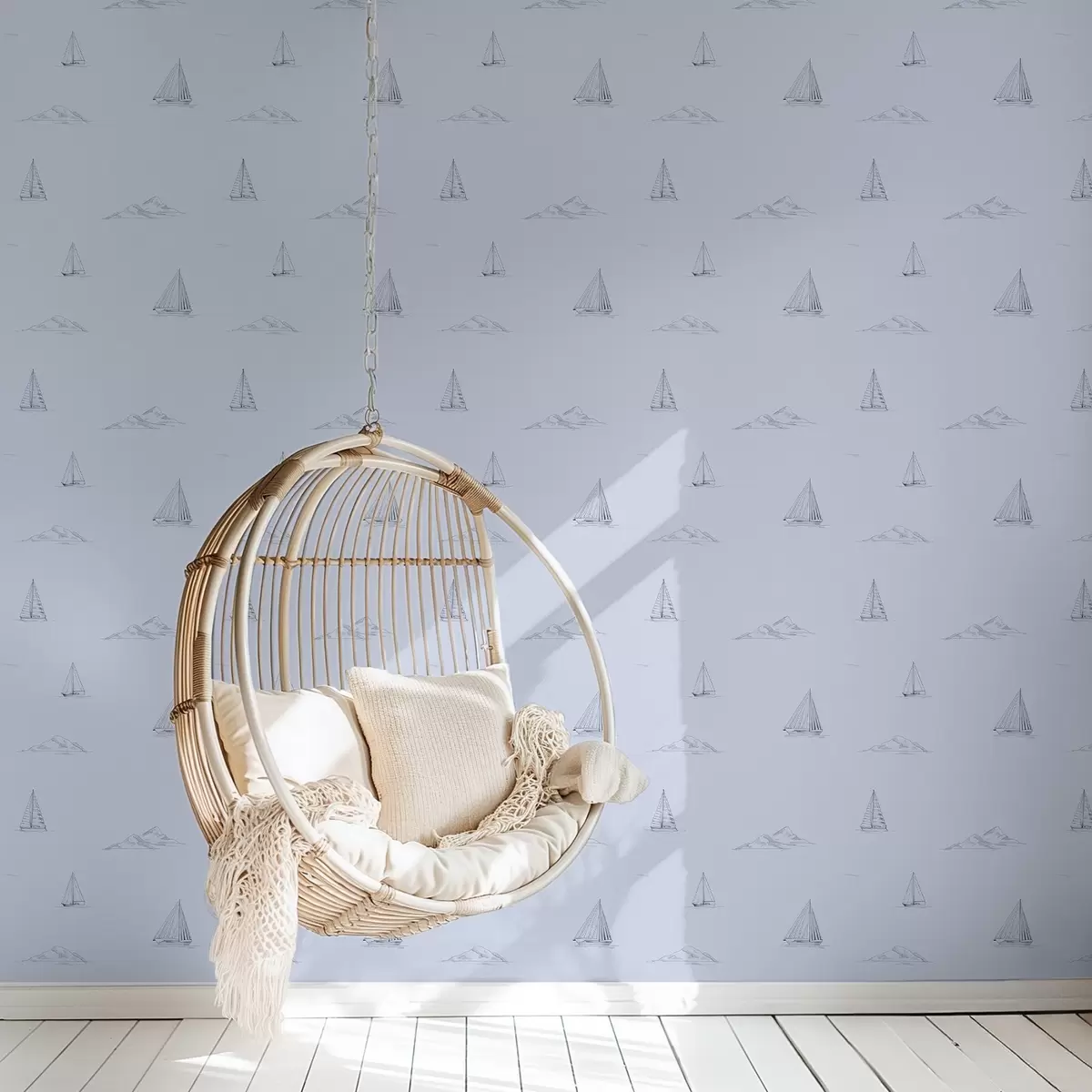 Tapeta Szkic jachtów i wysp na niebieskim tle a00654v3