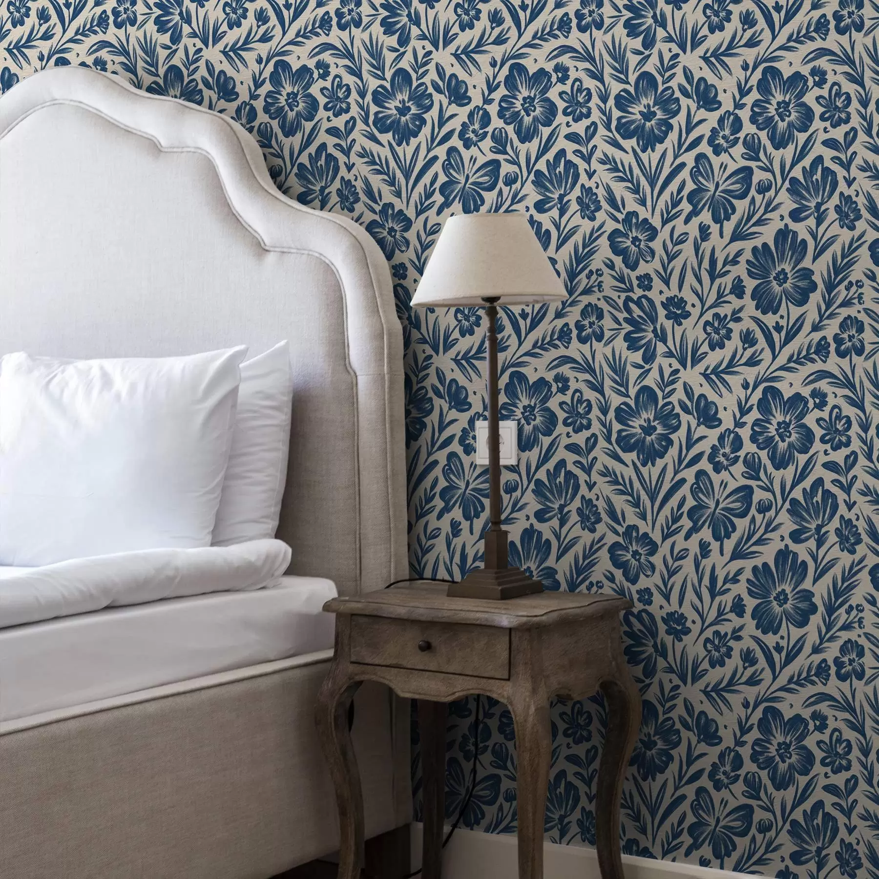 Fototapeta Niebieska kompozycja kwiatowa z motylami a00758