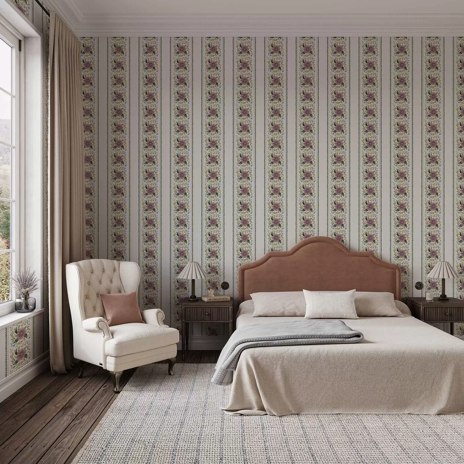 Fototapeta Pionowe kwiatowe paski w odcieniach liliowo-niebieskich a00809