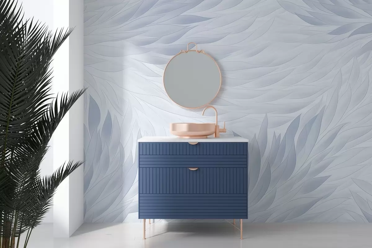 Fototapeta Faliste liście w jasnoniebieskich odcieniach w04610v1