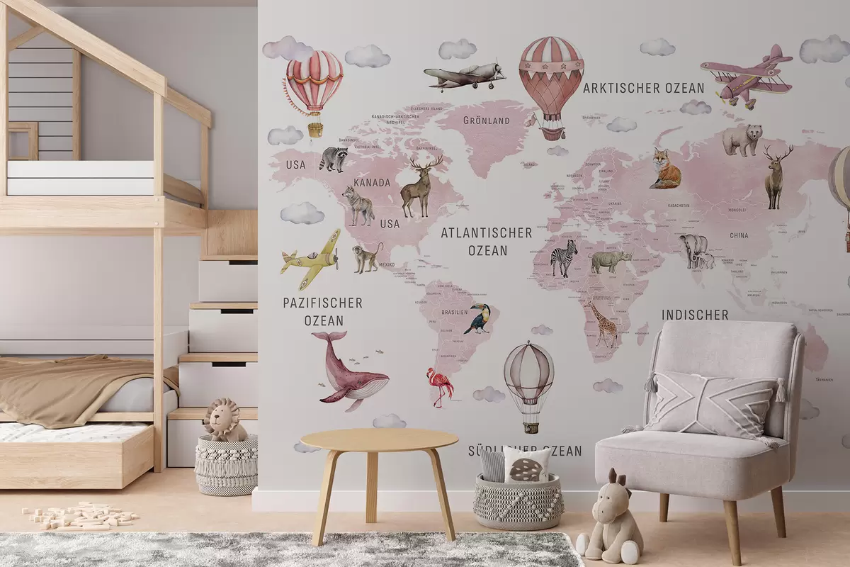 Fototapeta Różowy atlas po niemiecku c00001dev3