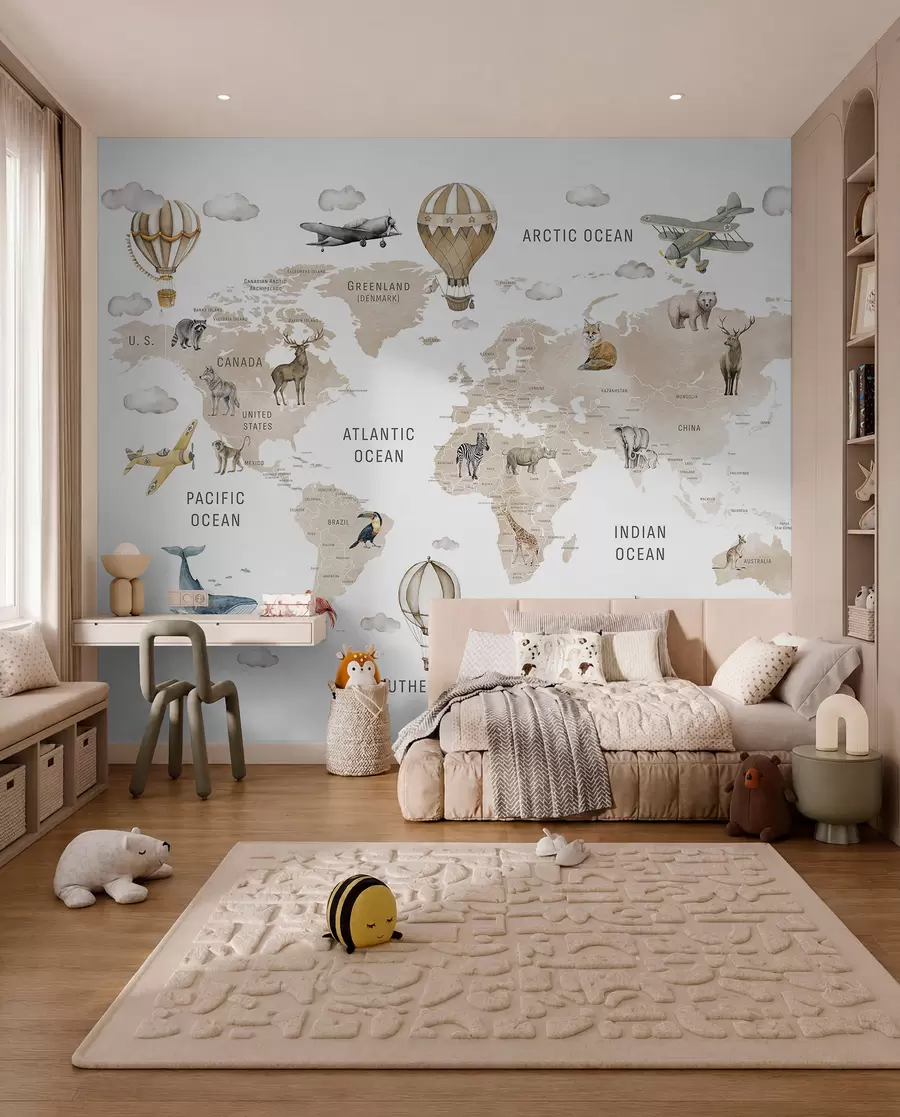 Fototapeta Zwierzęcy atlas w beżu c00001env2
